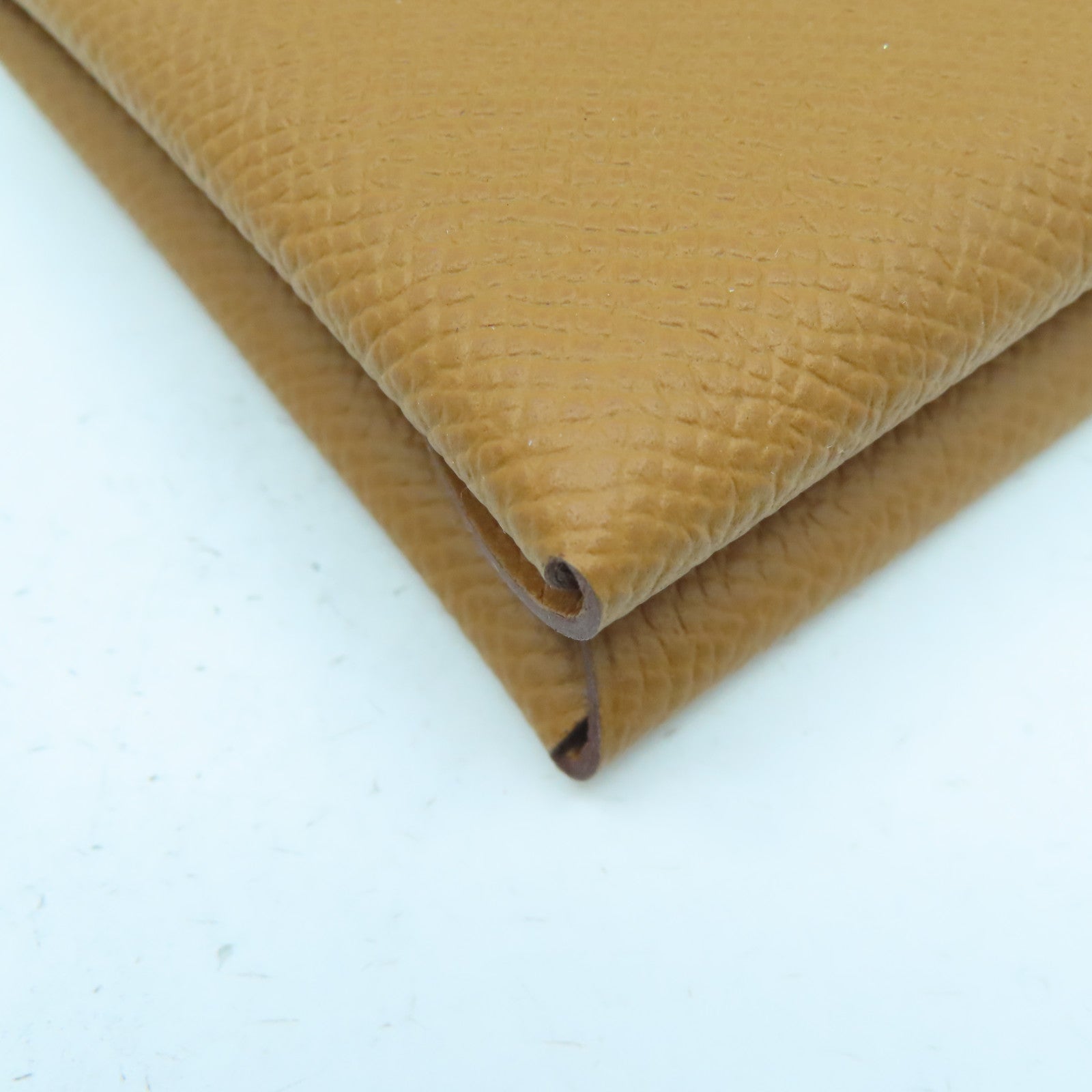HERMES Epsom皮革Calvi Duo Card Holder銀扣卡片套Gold經典駝色