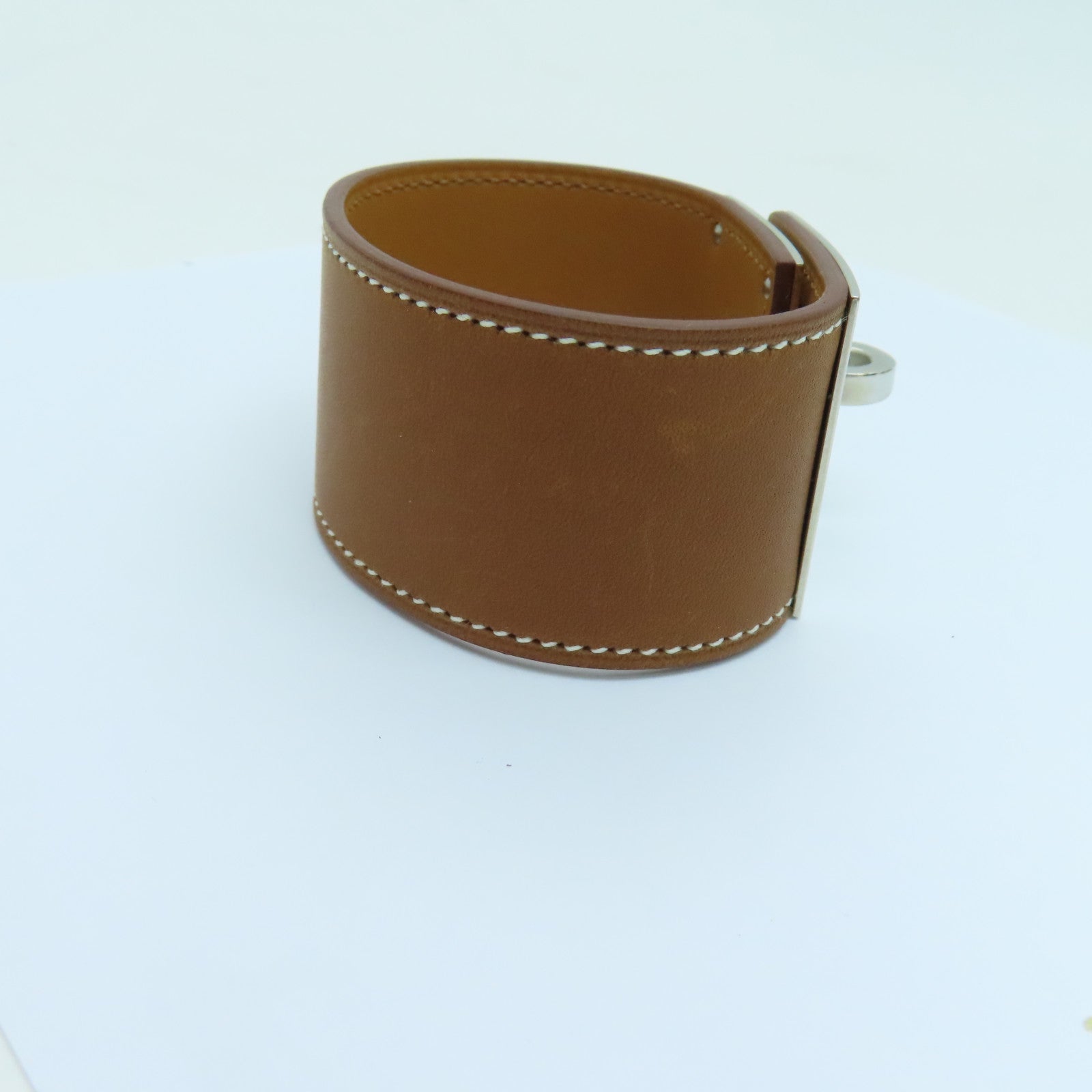 HERMES Swift皮革Kelly Dog Bracelet銀扣手鐲啡色