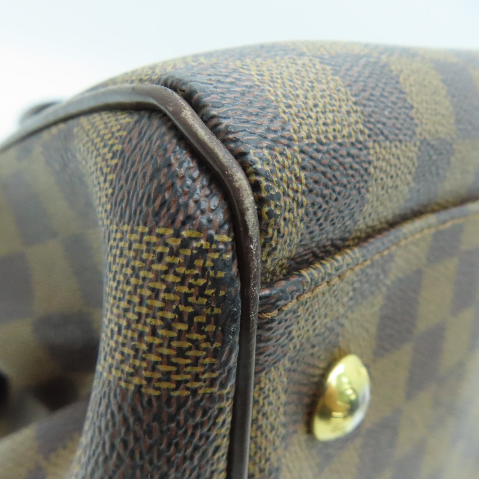 LOUIS VUITTON Damier Trevi PM gold buckle handle shoulder bag brown
