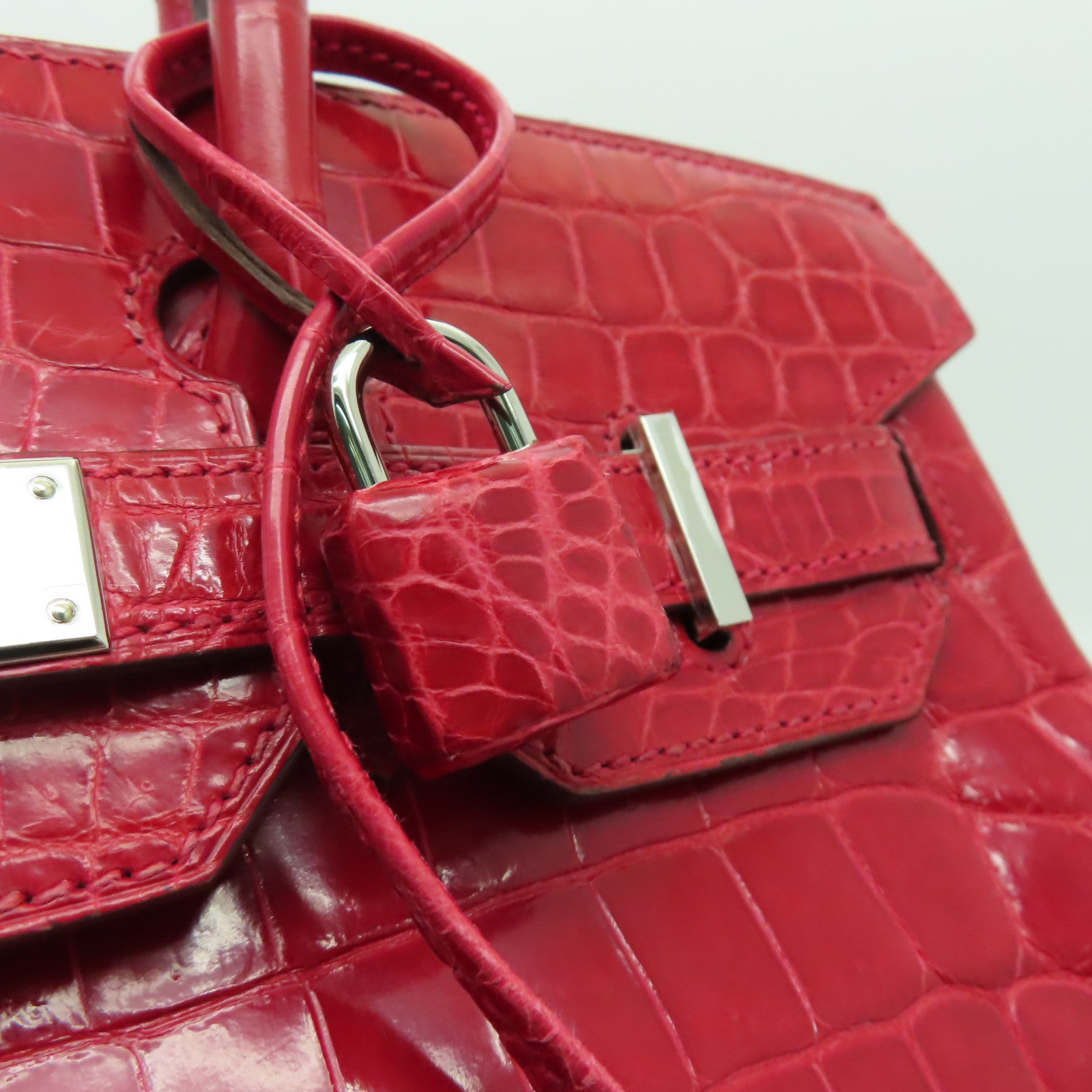 HERMES 【激減優惠】鱷魚皮革Birkin 30手挽袋法拉利紅色
