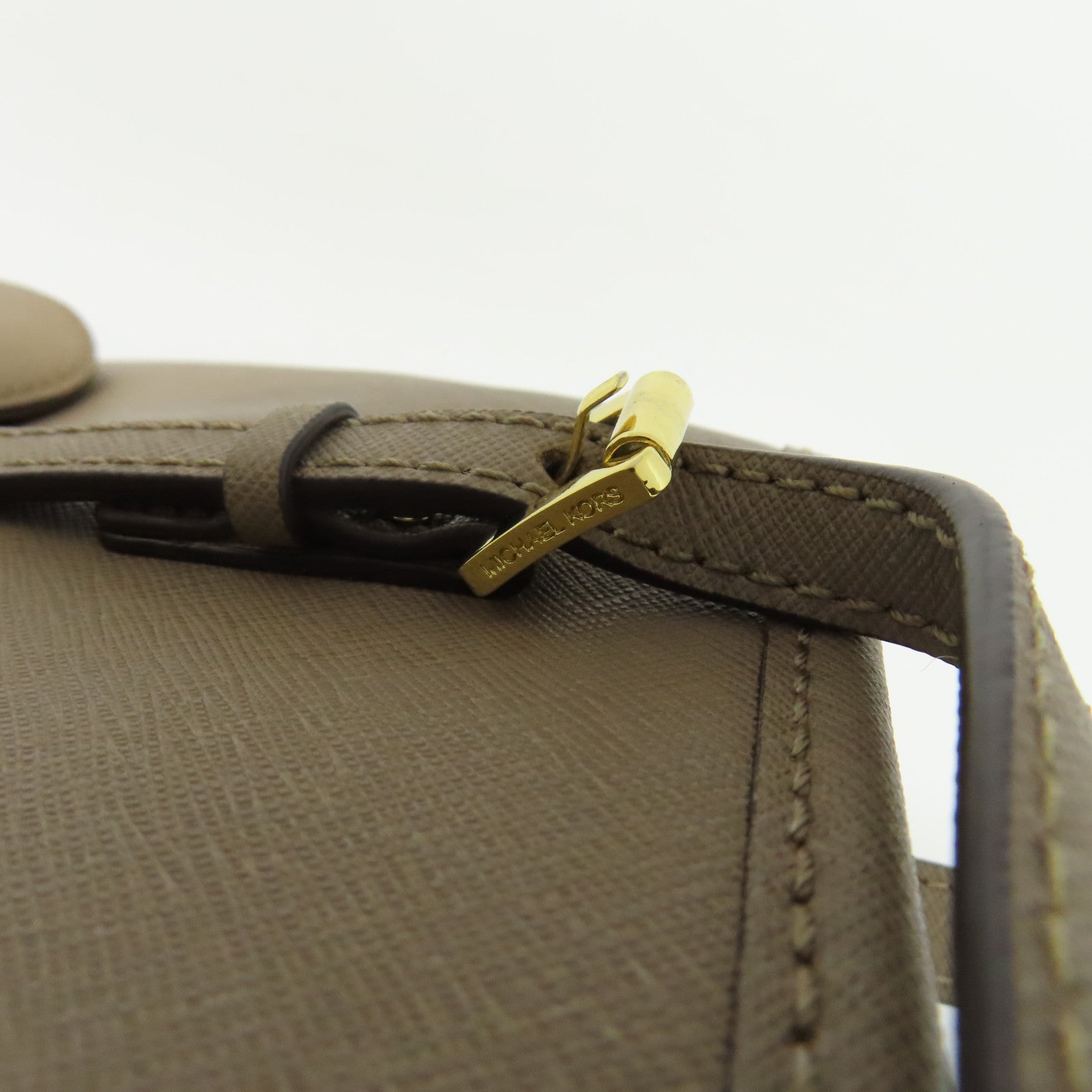 Michael Kors 牛皮皮革Tote Bag金扣手挽袋啡色