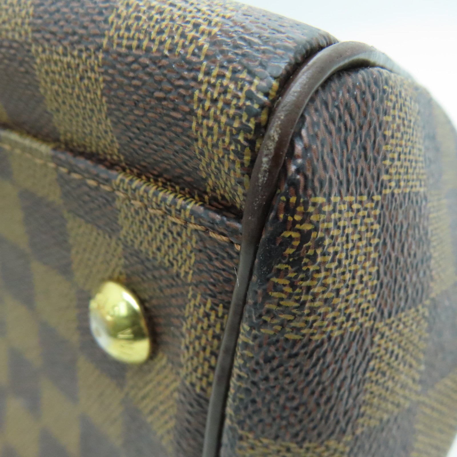 LOUIS VUITTON Damier Trevi PM gold buckle handle shoulder bag brown