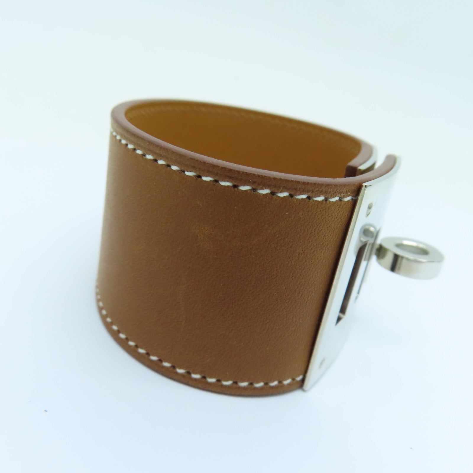 HERMES Swift皮革Kelly Dog Bracelet銀扣手鐲啡色