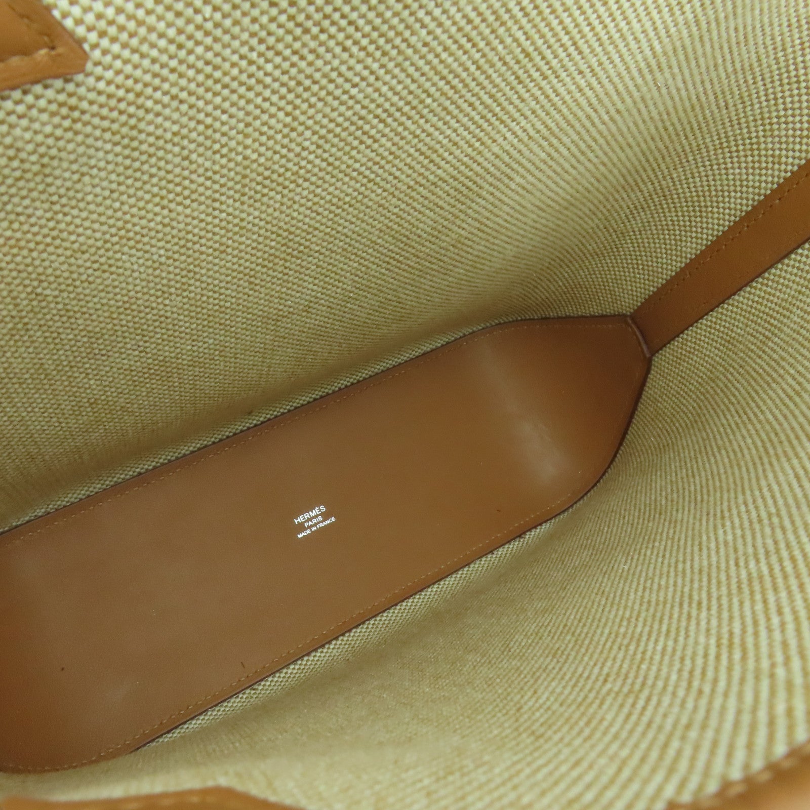 HERMES 帆布Cabas H肩背袋米色