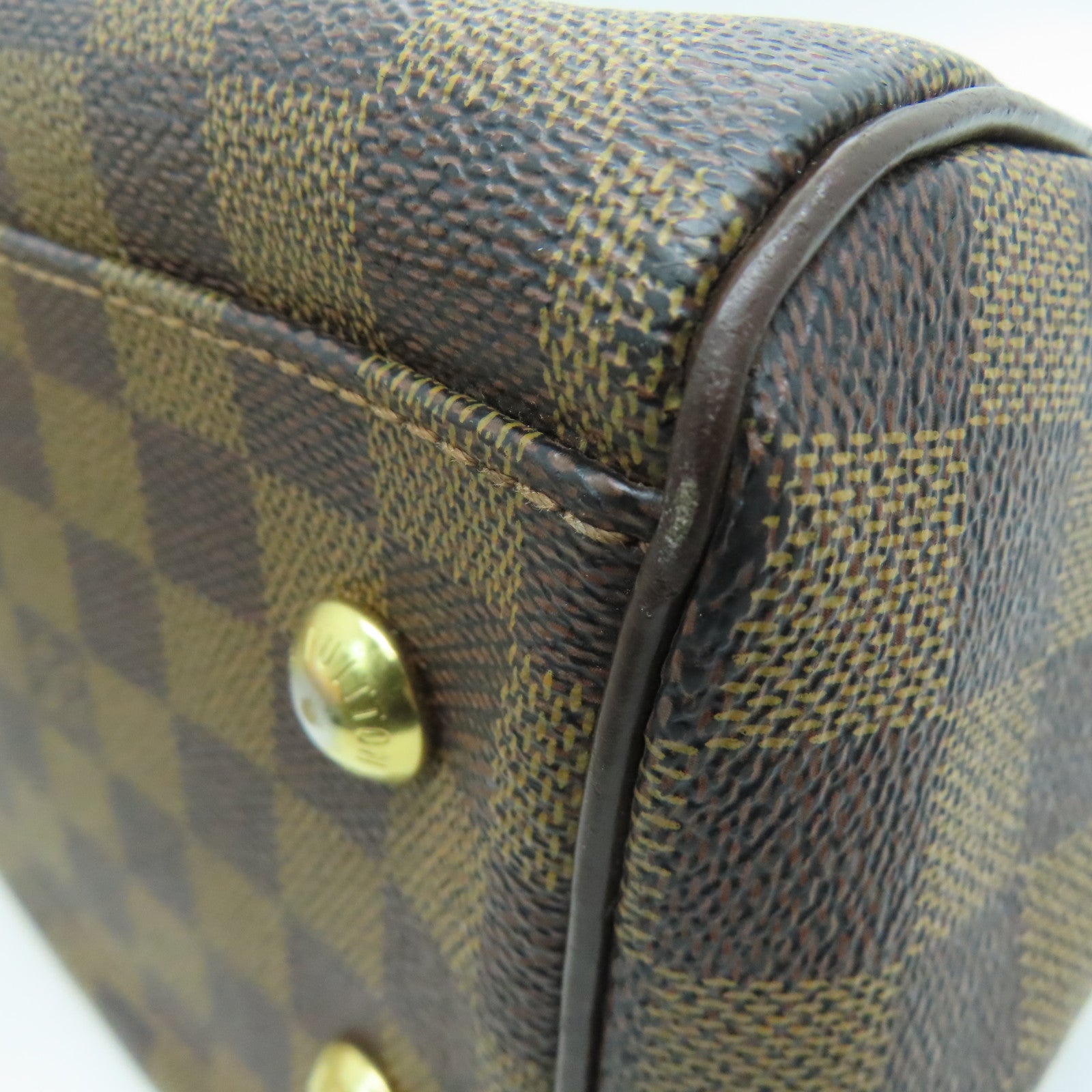 LOUIS VUITTON Damier Trevi PM gold buckle handle shoulder bag brown
