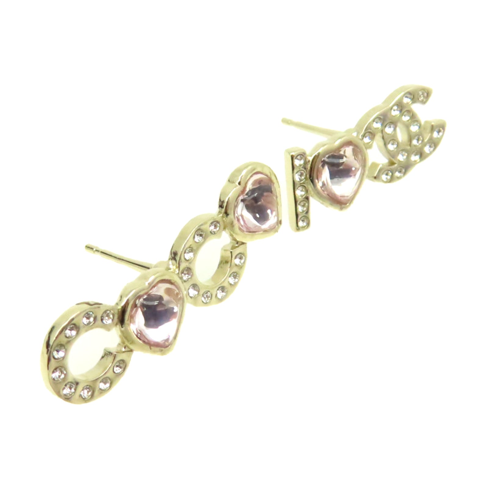CHANEL 金屬Coco Logo Earrings耳環金色/粉紅色