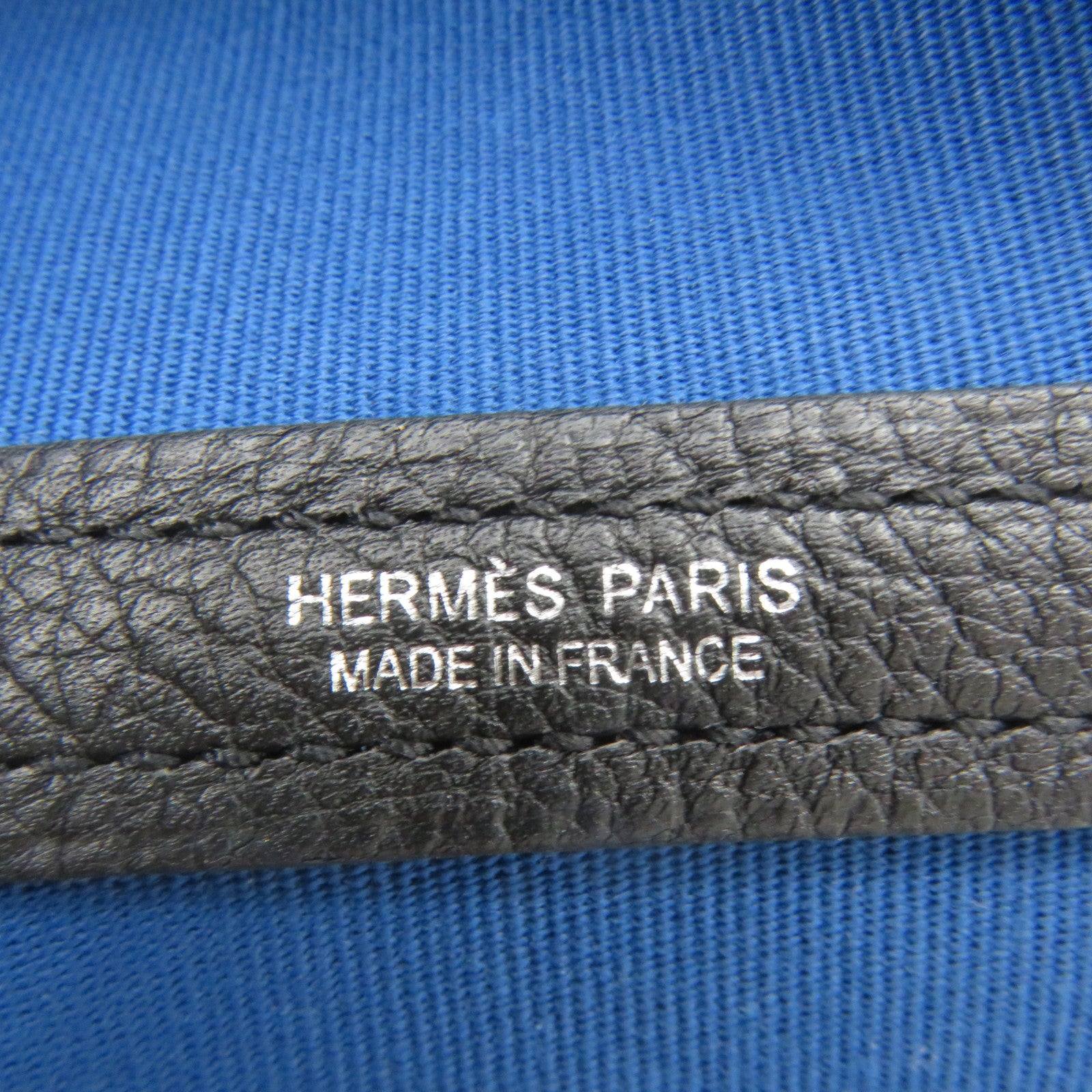 HERMES Canvas Garden Party PM Tote Bag Silver Button Handle Bag Leder Blue Blue/Black