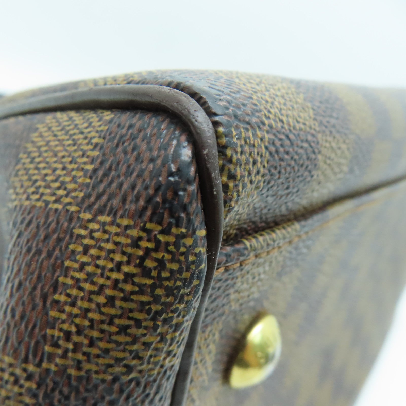 LOUIS VUITTON Damier Trevi PM gold buckle handle shoulder bag brown