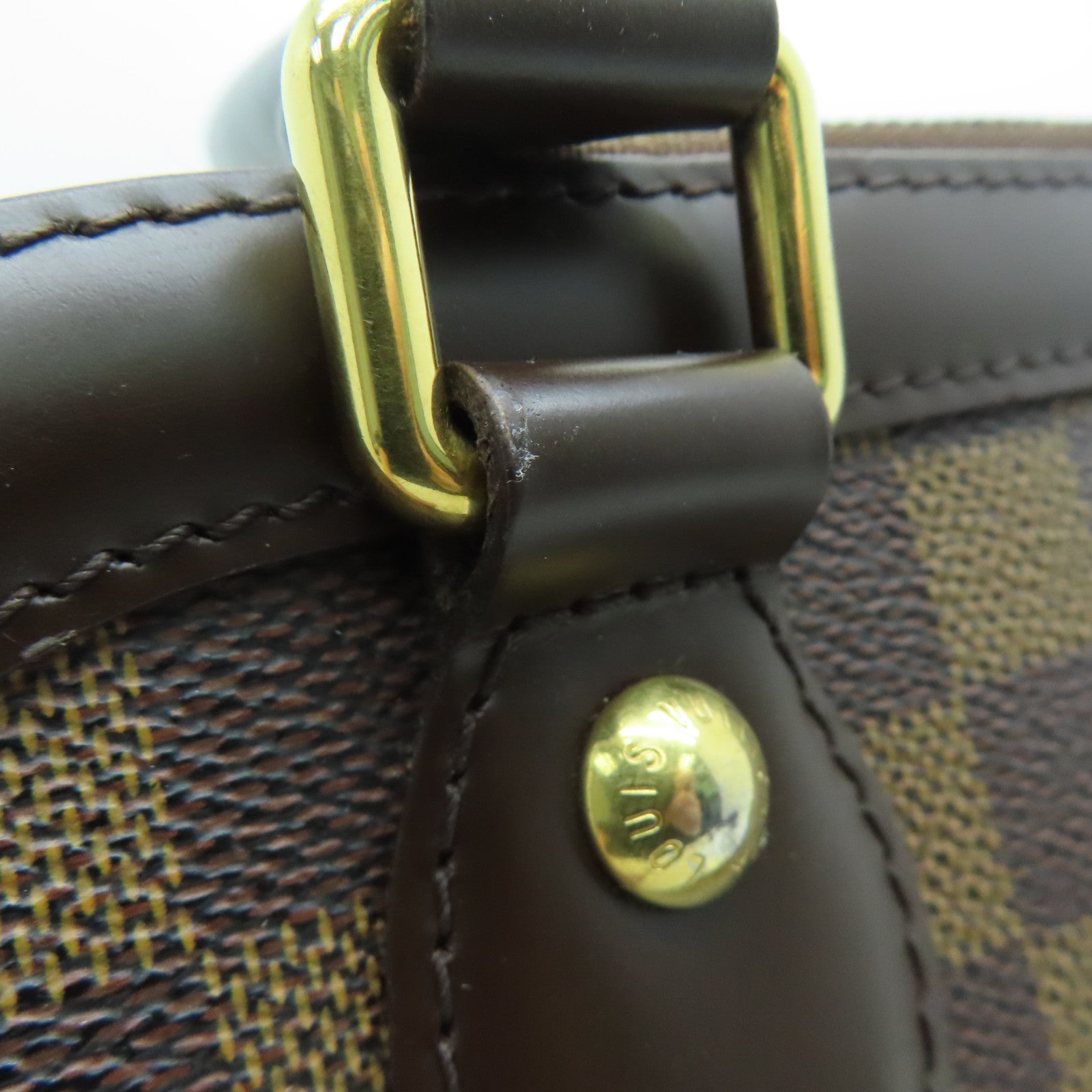 LOUIS VUITTON Damier Trevi PM gold buckle handle shoulder bag brown