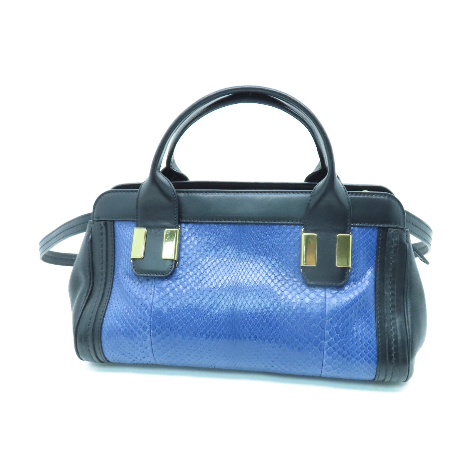 Chloe 牛皮皮革/蛇皮皮革2 Way Shoulder Calf Dustbag金扣手挽肩背两用袋黑色/蓝色