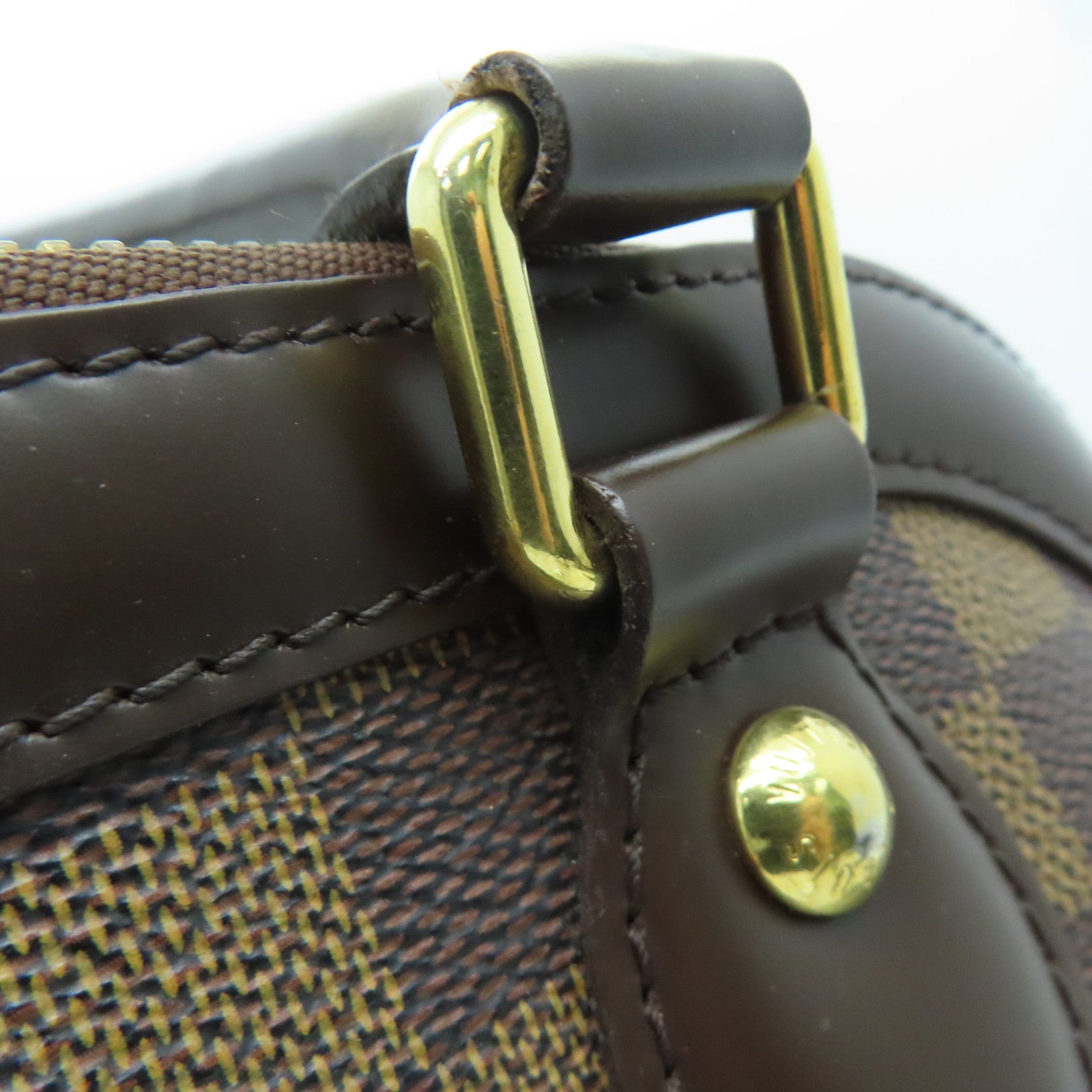 LOUIS VUITTON Damier Trevi PM gold buckle handle shoulder bag brown