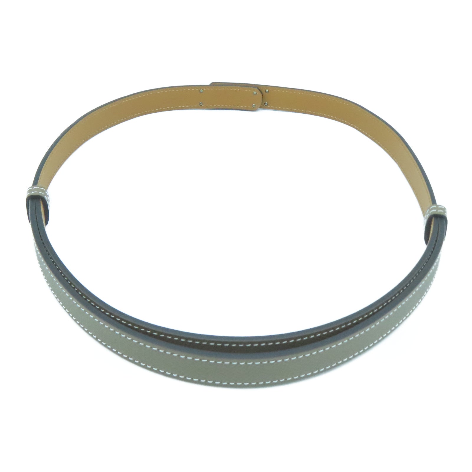 HERMES Epsom皮革Kelly Belt金扣皮帶Etoupe大象灰色