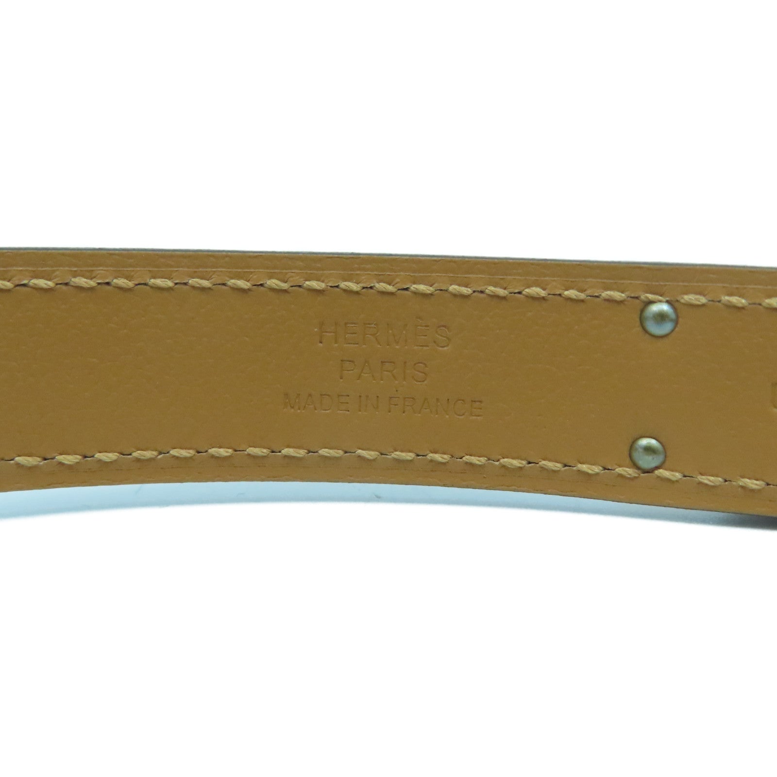 HERMES Epsom皮革Kelly Belt金扣皮帶Etoupe大象灰色