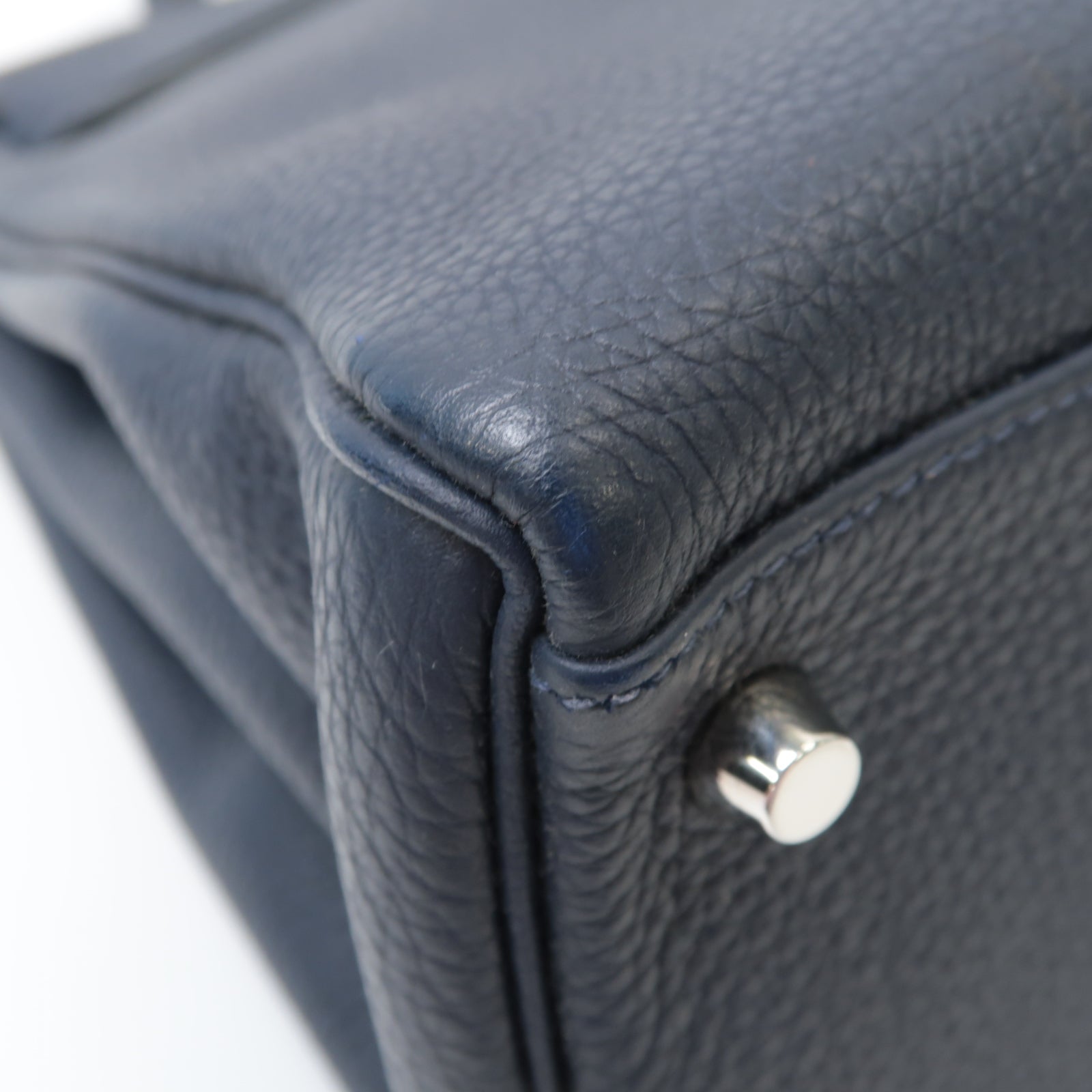 HERMES Togo皮革Kelly 32銀扣手挽肩背兩用袋寶石藍色