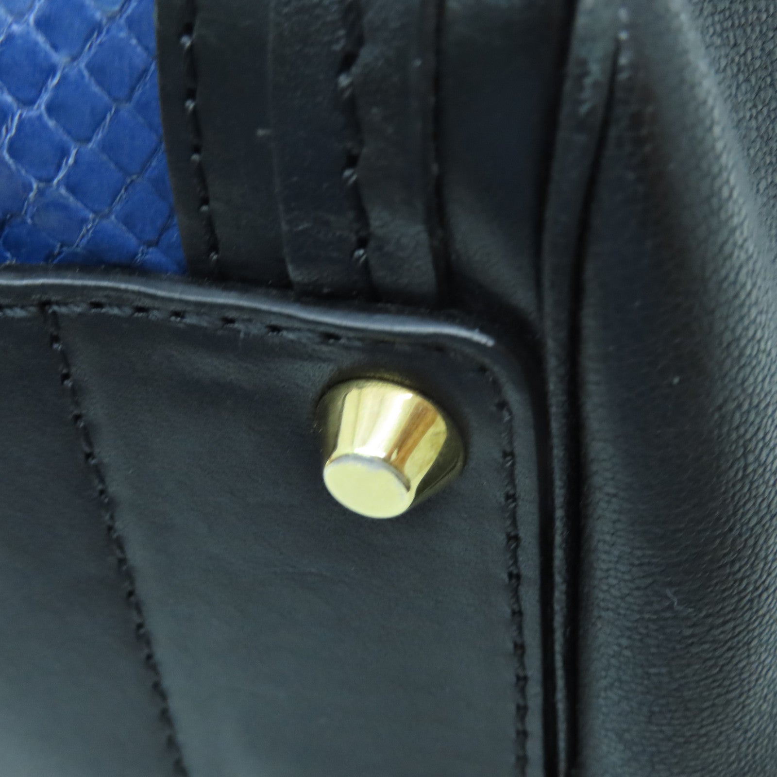 Chloe 牛皮皮革/蛇皮皮革2 Way Shoulder Calf Dustbag金扣手挽肩背两用袋黑色/蓝色