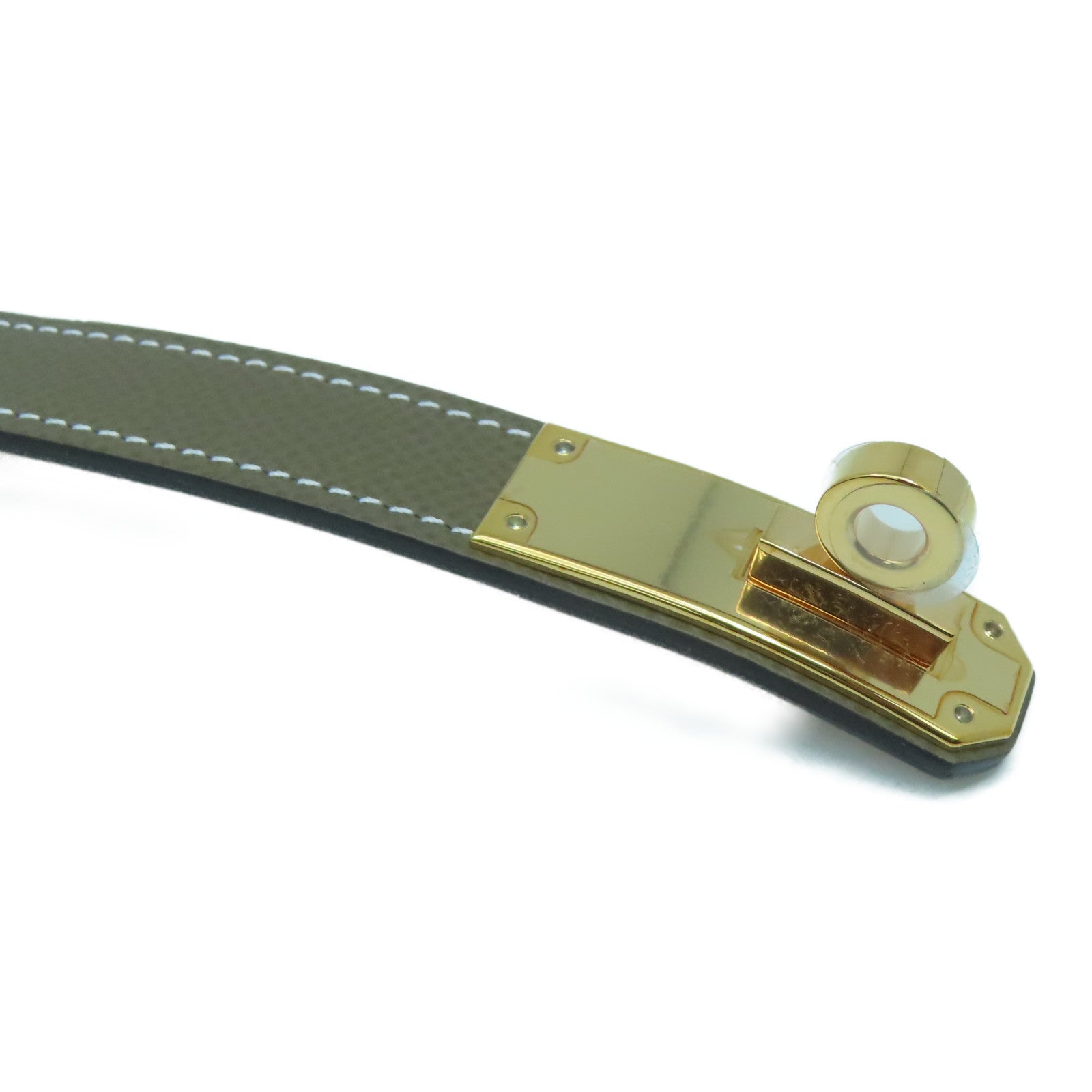 HERMES Epsom皮革Kelly Belt金扣皮帶Etoupe大象灰色
