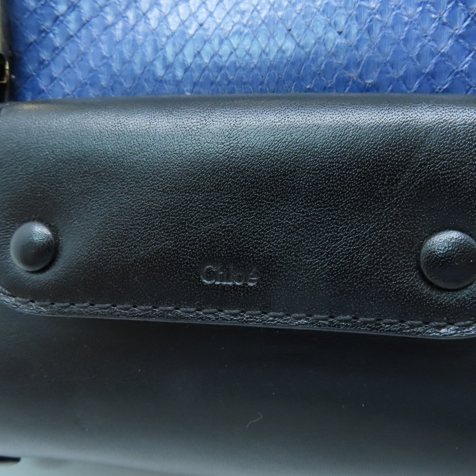Chloe 牛皮皮革/蛇皮皮革2 Way Shoulder Calf Dustbag金扣手挽肩背两用袋黑色/蓝色