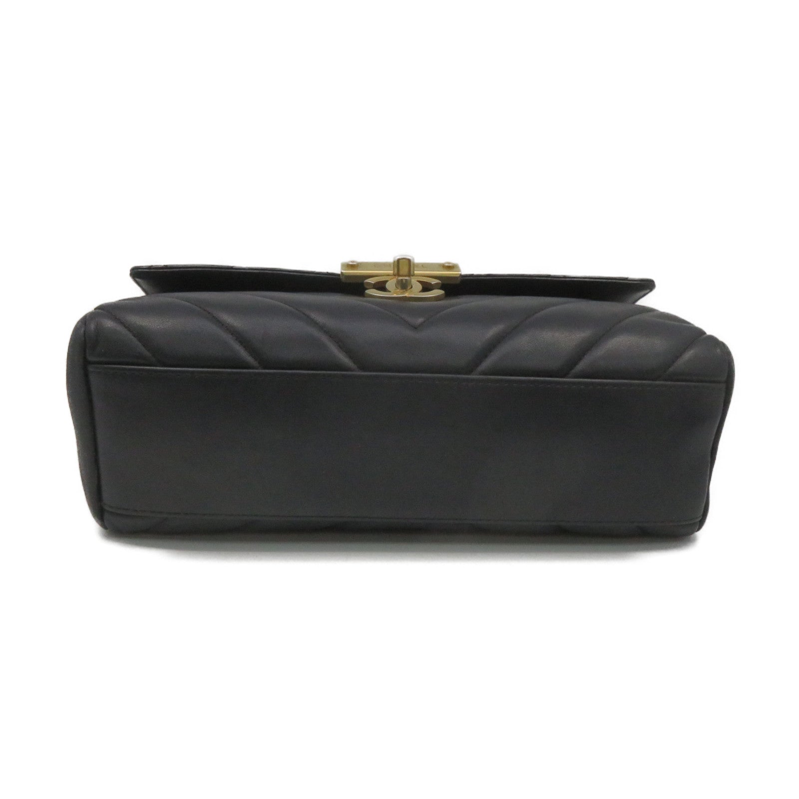 CHANEL Rhombus Sheepskin Leather Chain 2Way Shoulder Bag Gold Buckle Handle Shoulder Bag Black