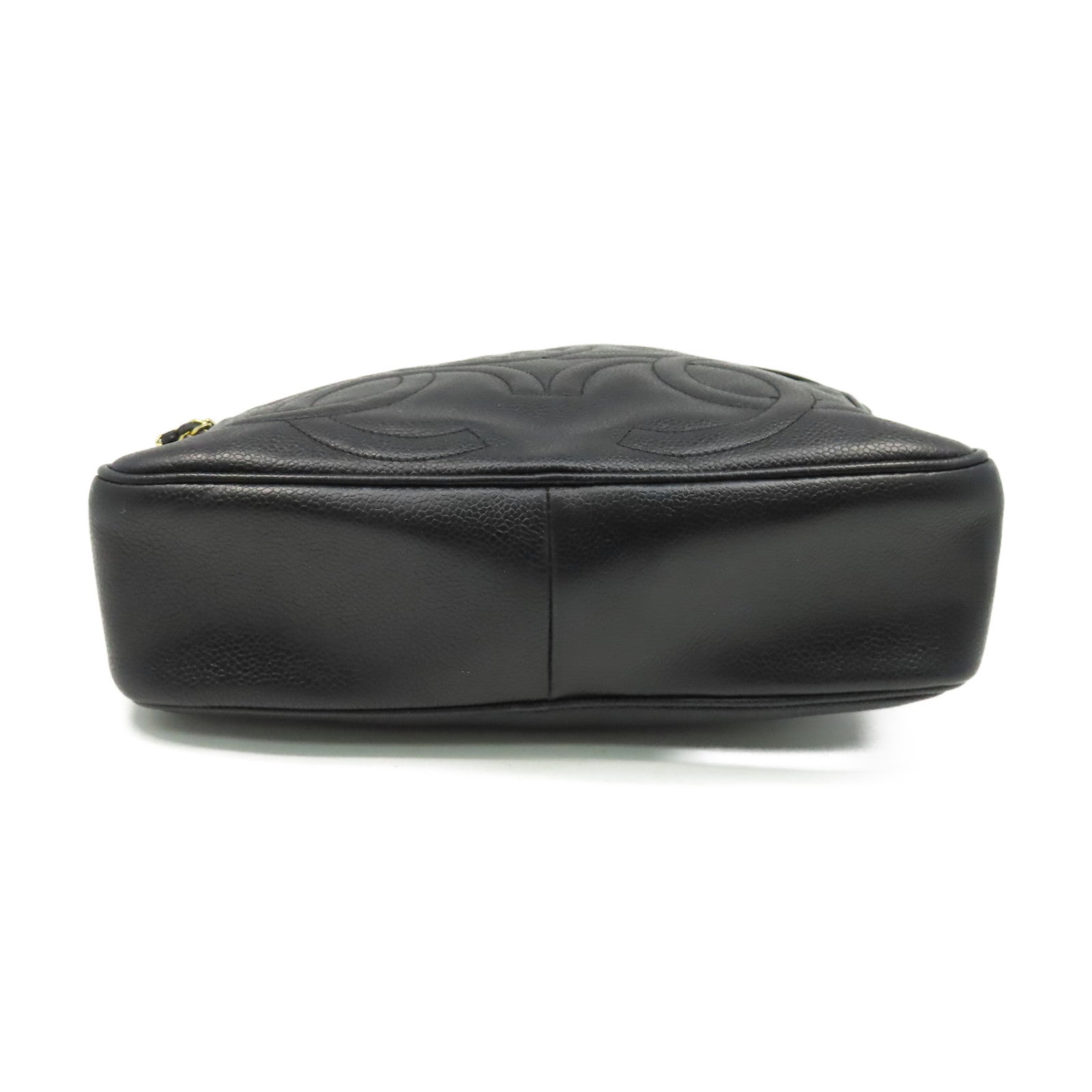 CHANEL Caviar皮革Vintage Shoulder Bag金扣肩背袋黑色
