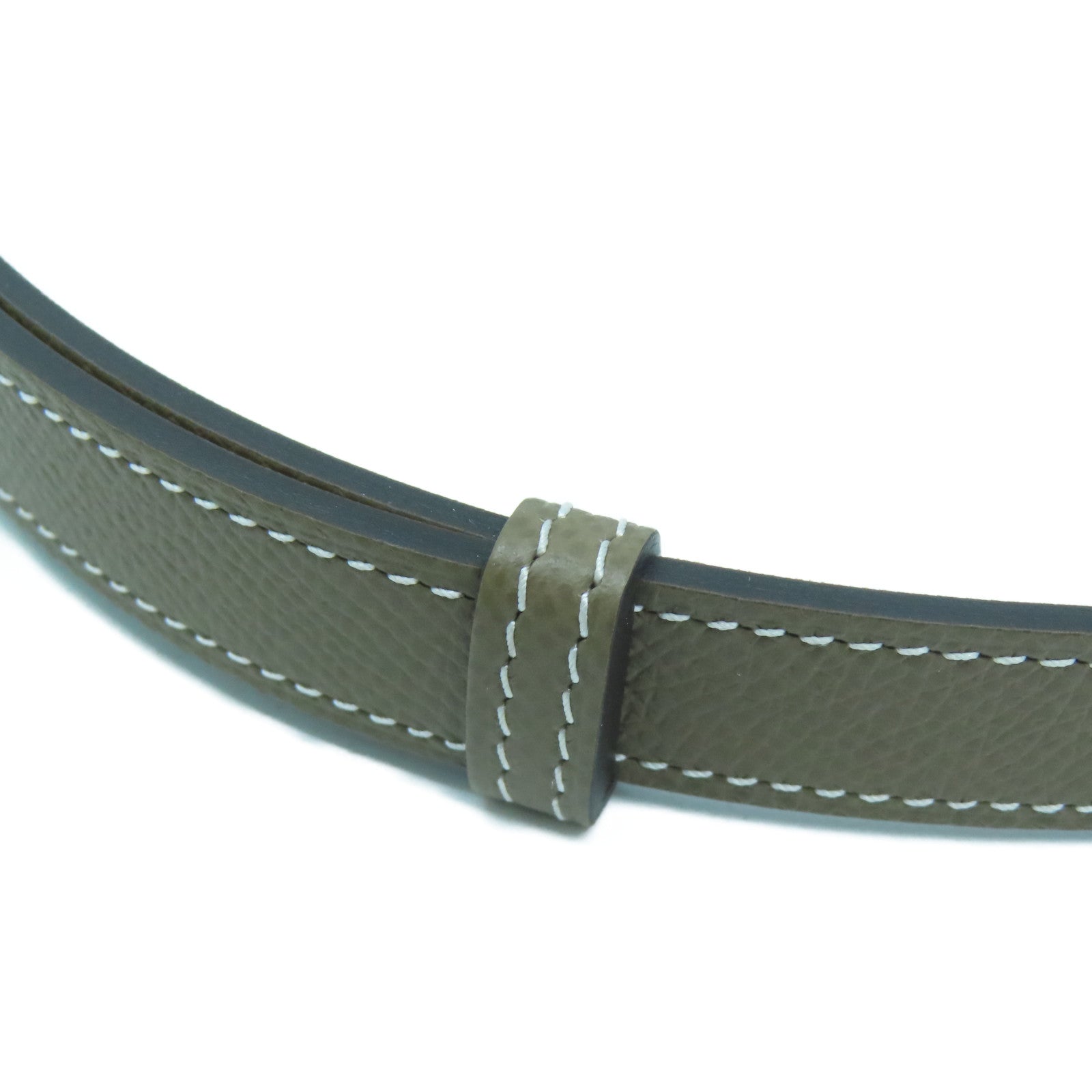 HERMES Epsom皮革Kelly Belt金扣皮帶Etoupe大象灰色