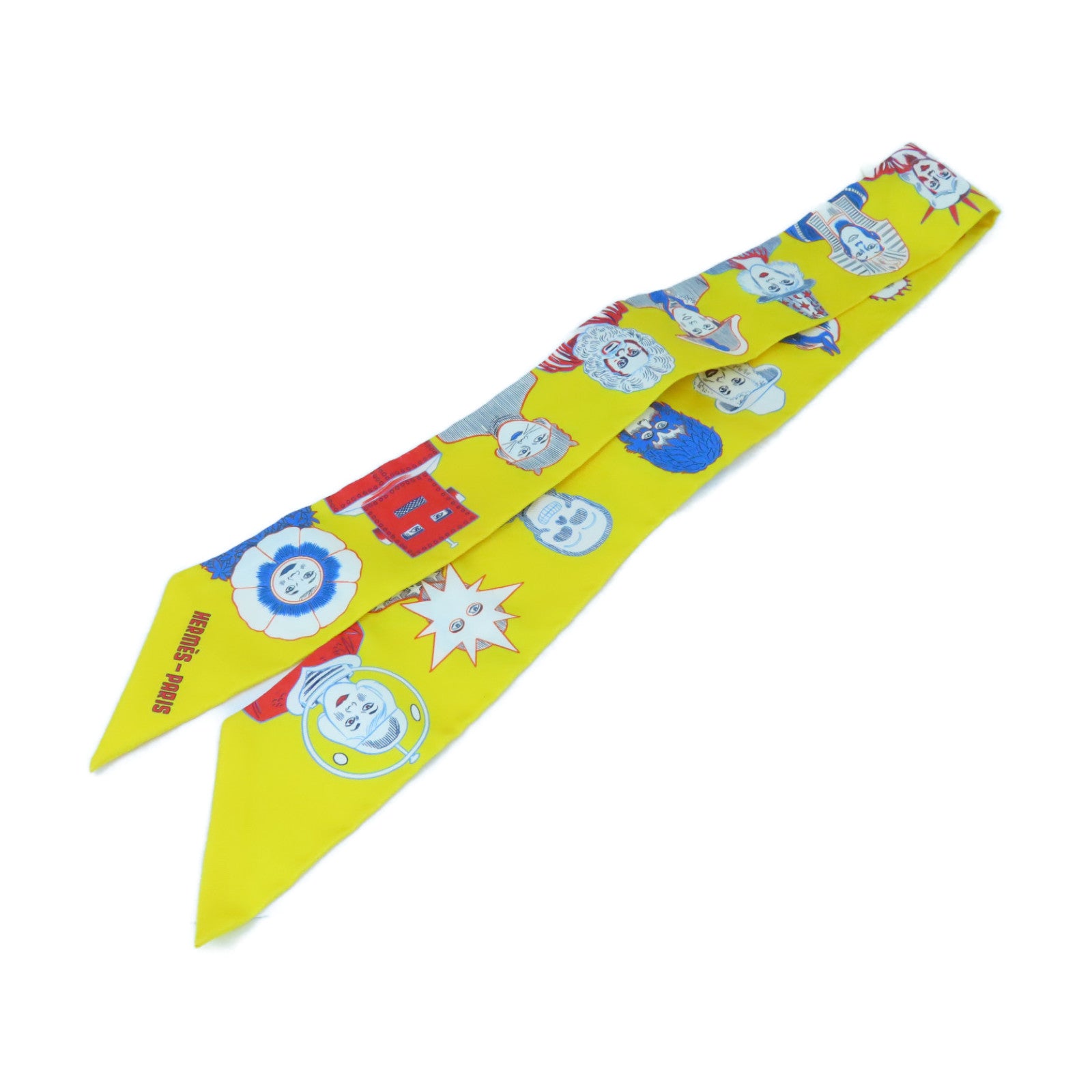 HERMES Silk Twilly Scarf Yellow/Color