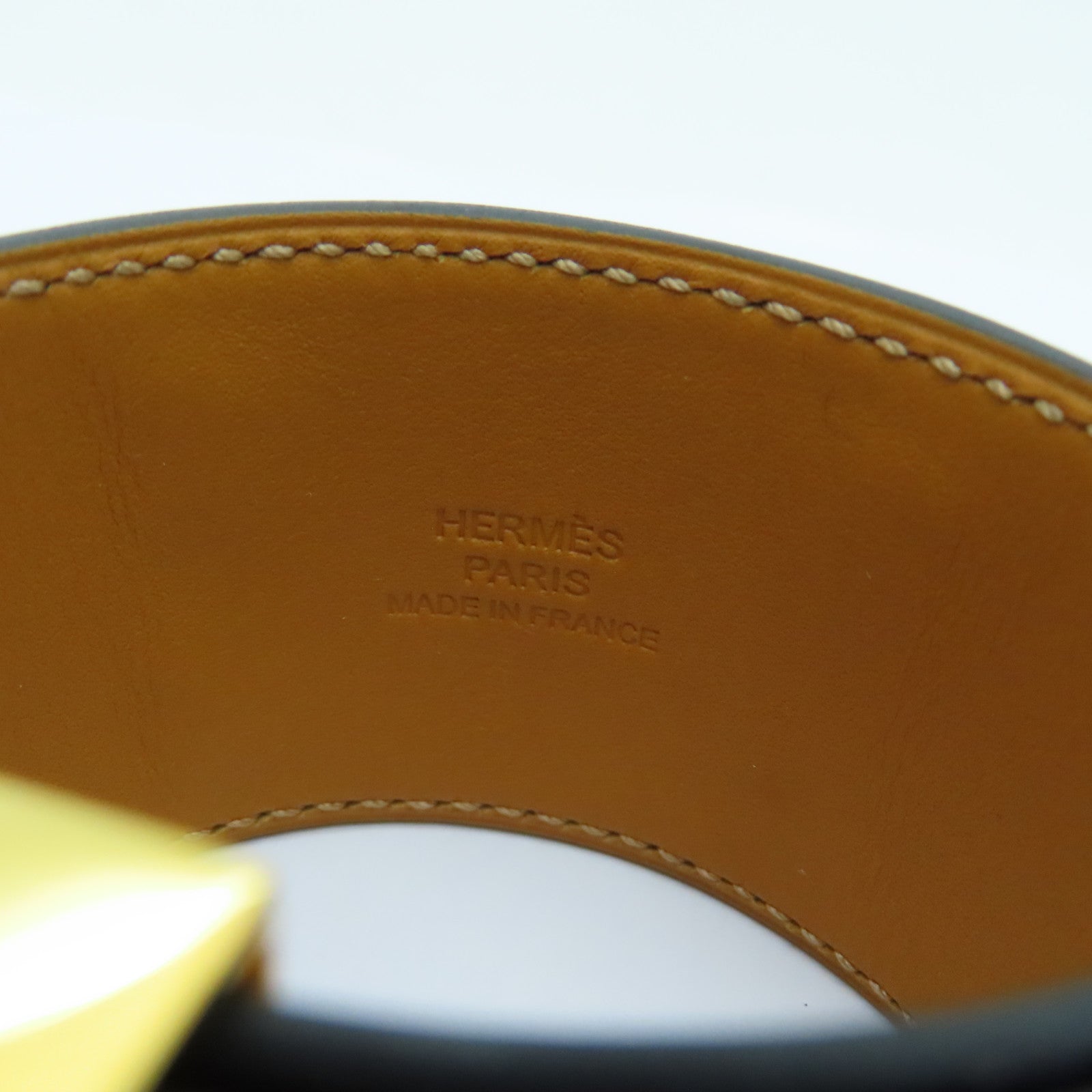 HERMES Swift皮革CDC金扣手鐲藍色