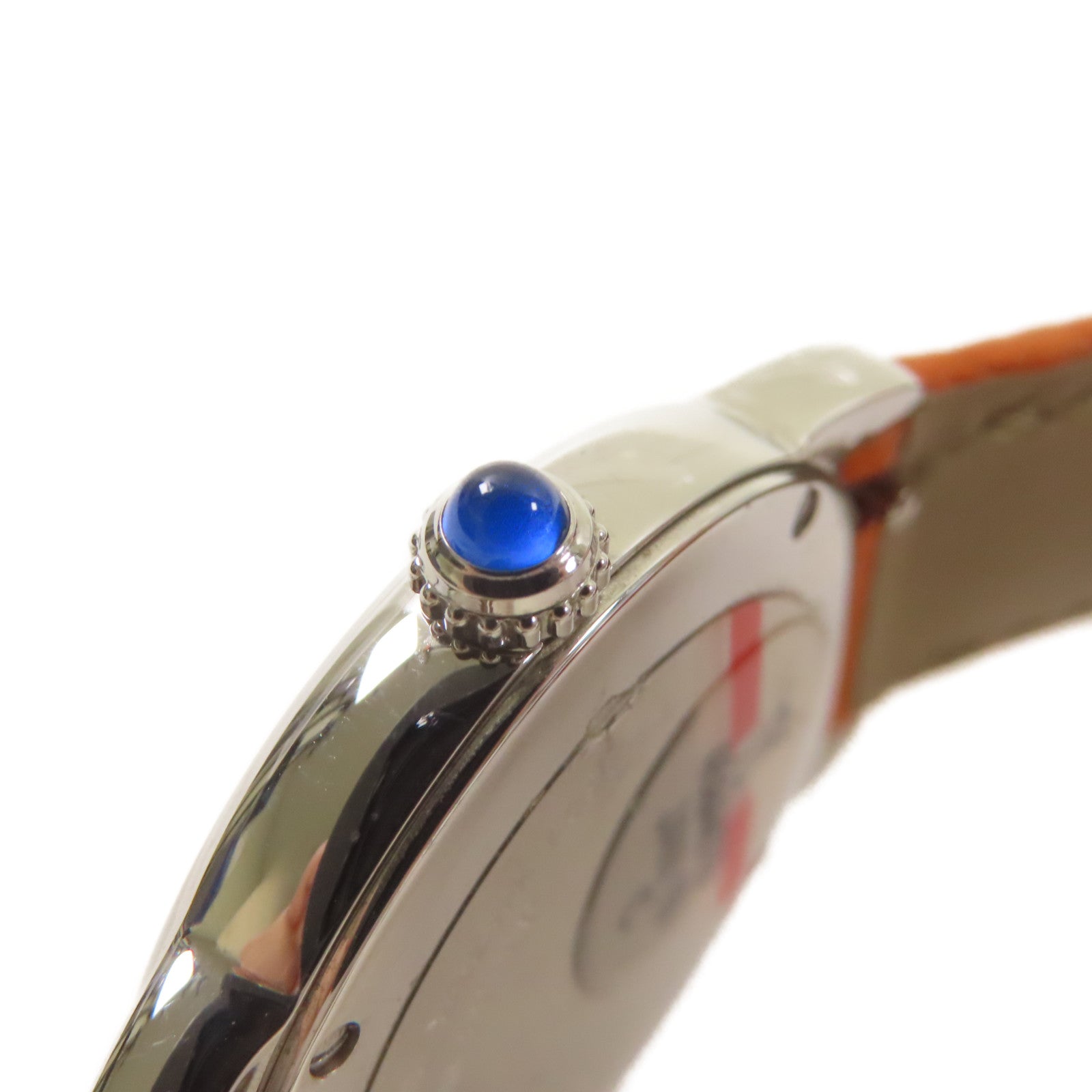 CARTIER Ronde Solo De Cartier Watch不鏽鋼/牛皮皮帶石英機芯手錶白色/橙色
