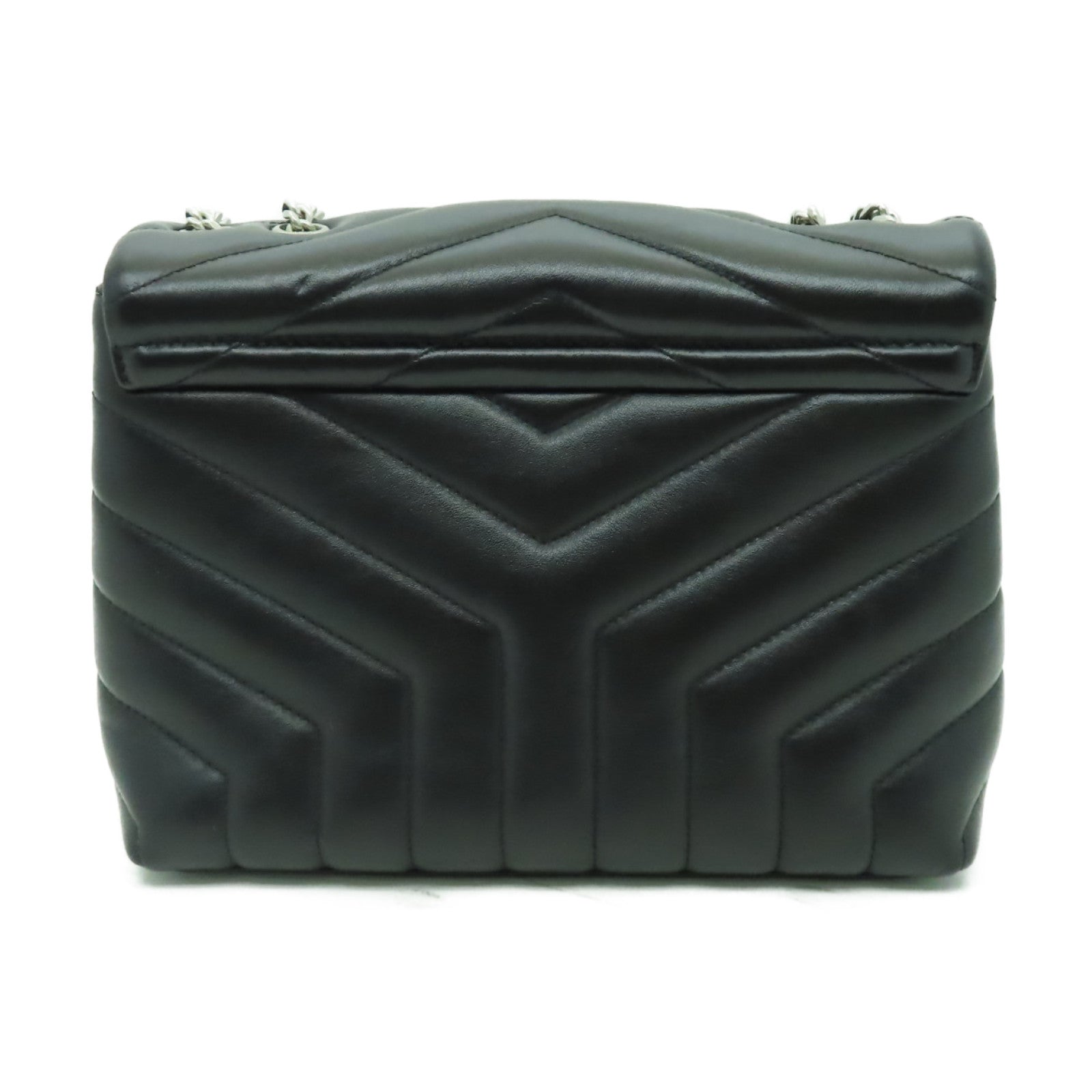 SAINT LAURENT 牛皮皮革Lou Lou Bag銀扣鏈帶肩背袋黒色