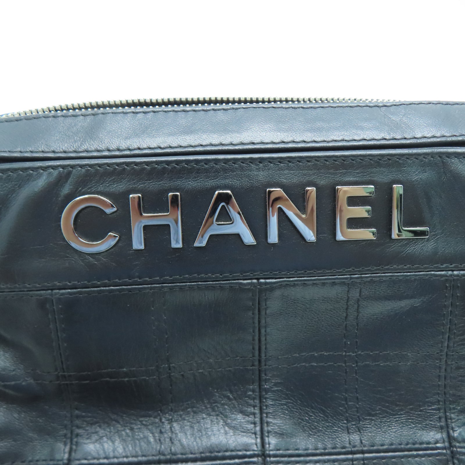 CHANEL 牛皮皮革Shoulder Bag銀扣鏈帶肩背袋黑色