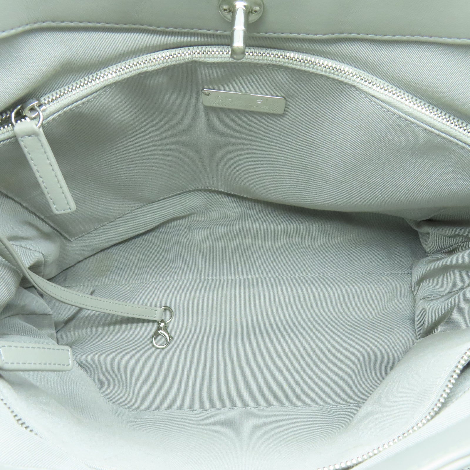 CHANEL 菱格羊皮皮革Shoulder Bag銀扣鏈帶肩背袋灰色