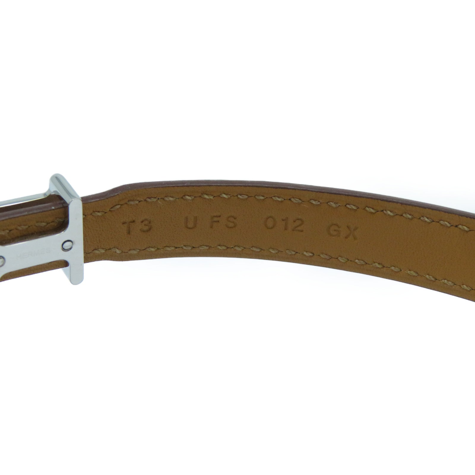 HERMES 皮革Trench Bracelet銀扣手鐲Gold經典駝色