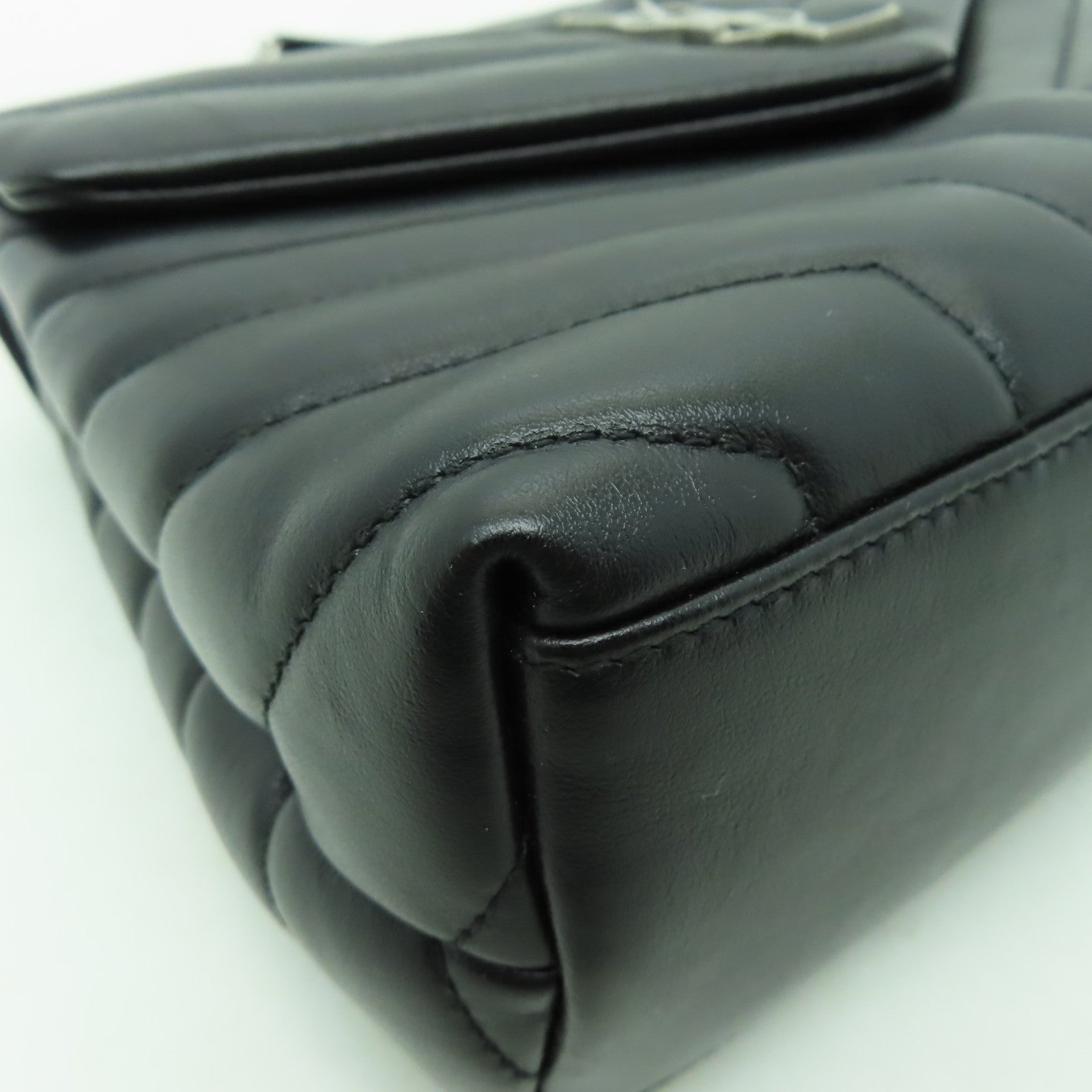 SAINT LAURENT 牛皮皮革Lou Lou Bag銀扣鏈帶肩背袋黒色