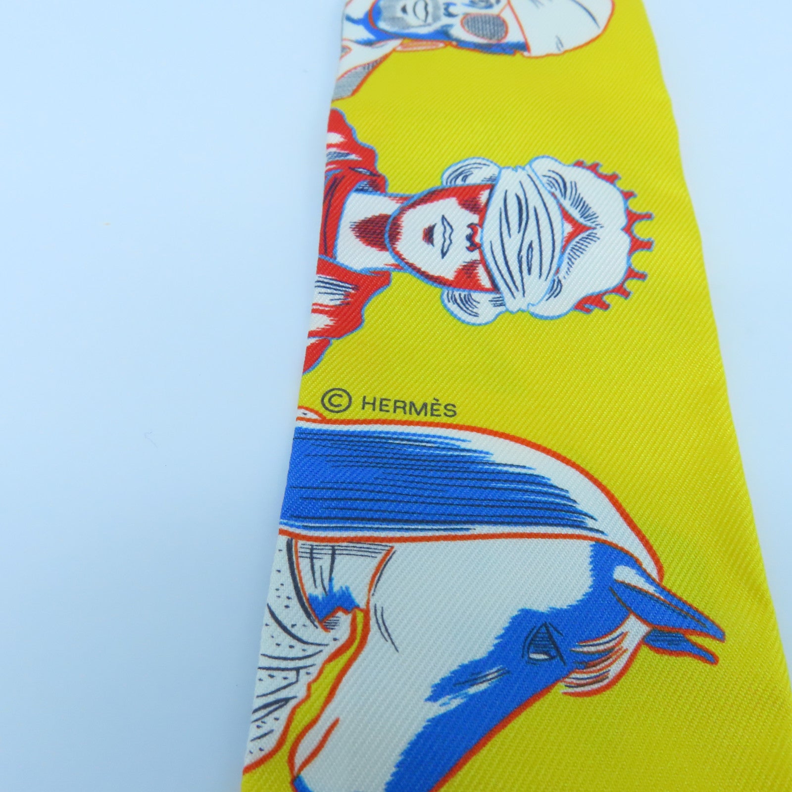 HERMES Silk Twilly Scarf Yellow/Color