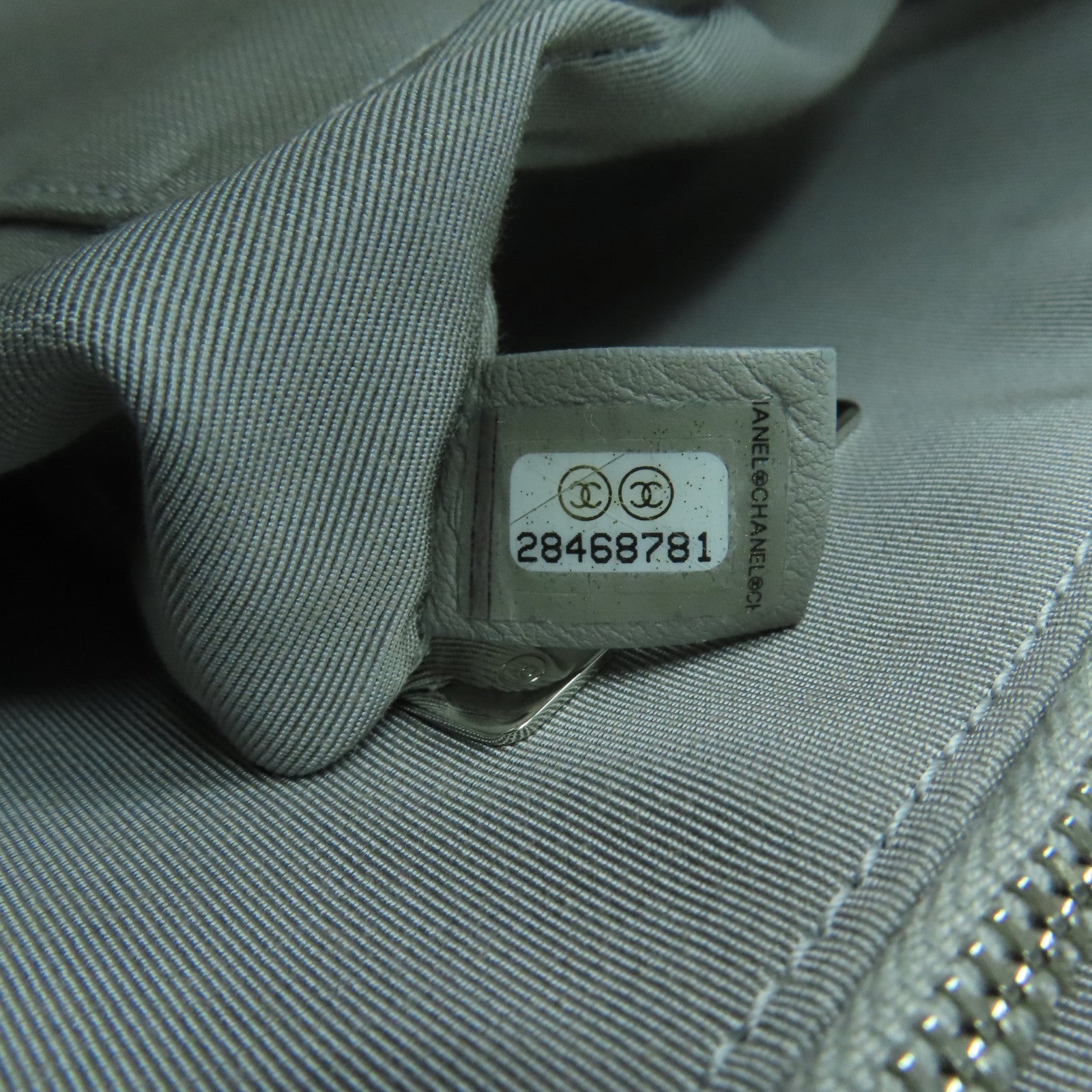 CHANEL 菱格羊皮皮革Shoulder Bag銀扣鏈帶肩背袋灰色