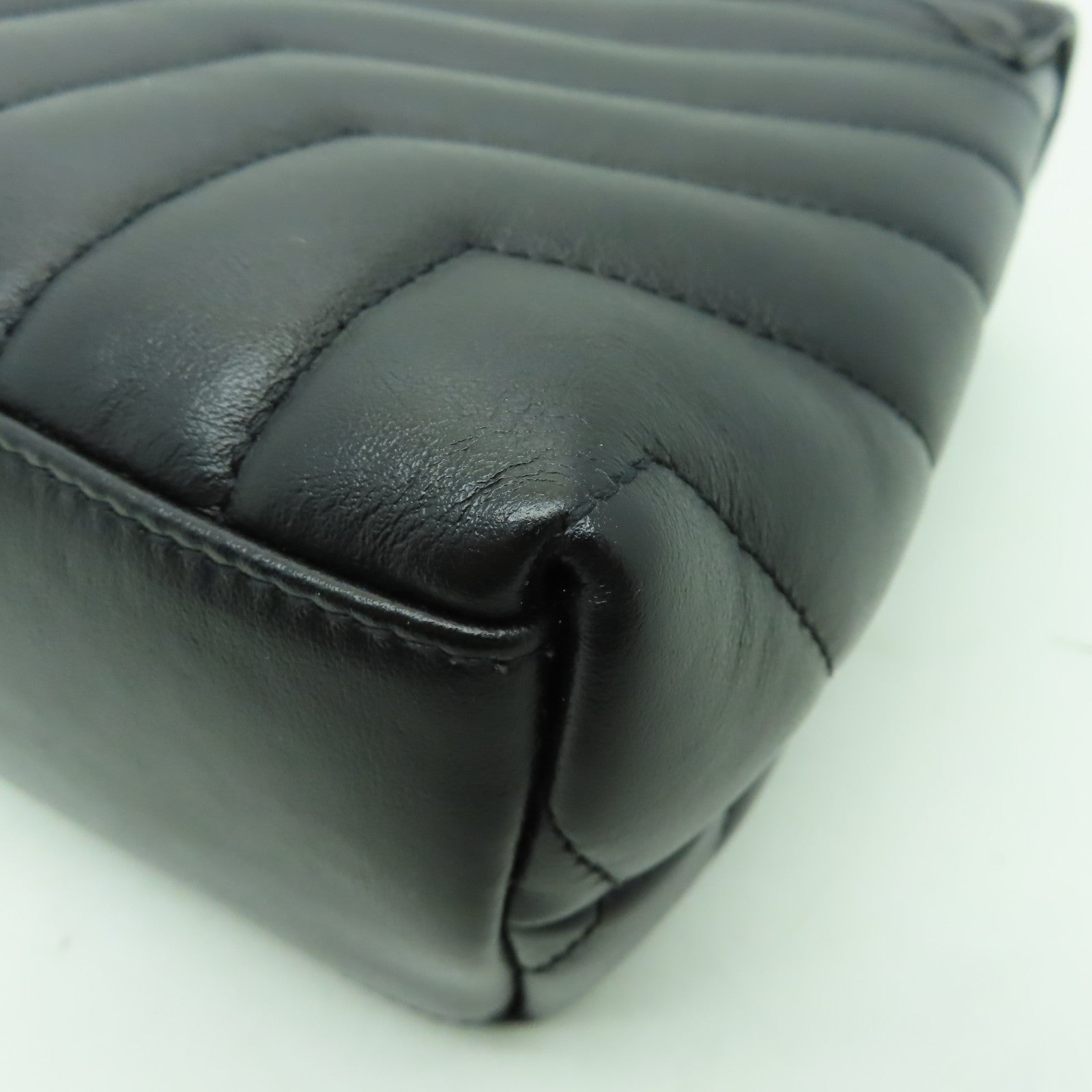 SAINT LAURENT 牛皮皮革Lou Lou Bag銀扣鏈帶肩背袋黒色