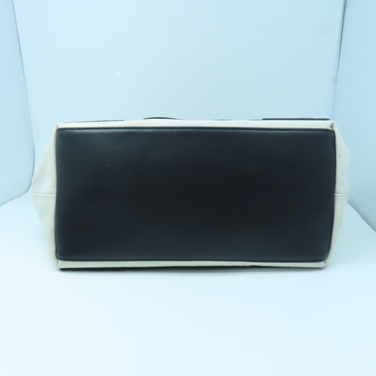 BALENCIAGA Canvas Shoulder Bag Silver Buckle Black/White