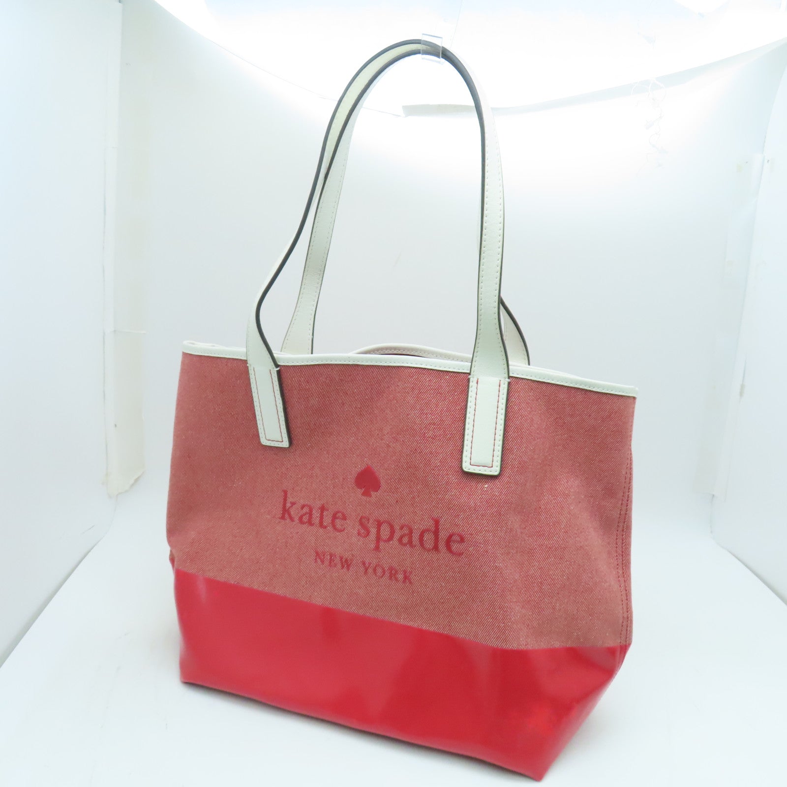 Kate Spade 帆布/漆皮皮革Shoulder Bag金扣肩背袋紅色