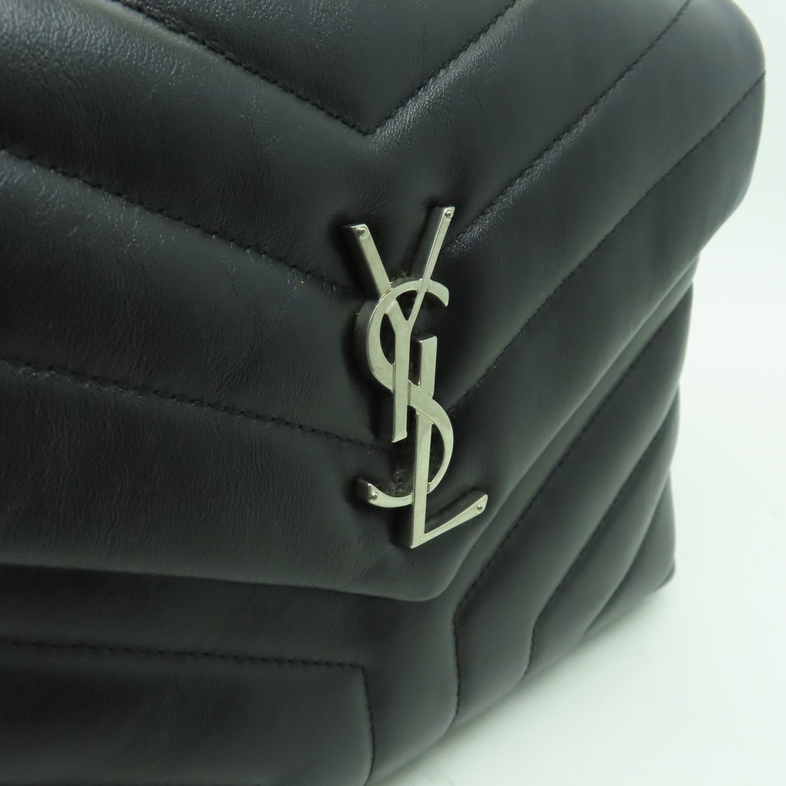 SAINT LAURENT 牛皮皮革Lou Lou Bag銀扣鏈帶肩背袋黒色