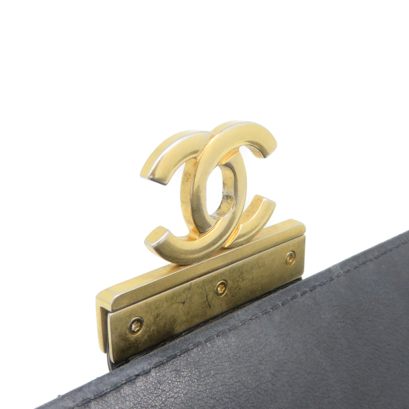 CHANEL Rhombus Sheepskin Leather Chain 2Way Shoulder Bag Gold Buckle Handle Shoulder Bag Black