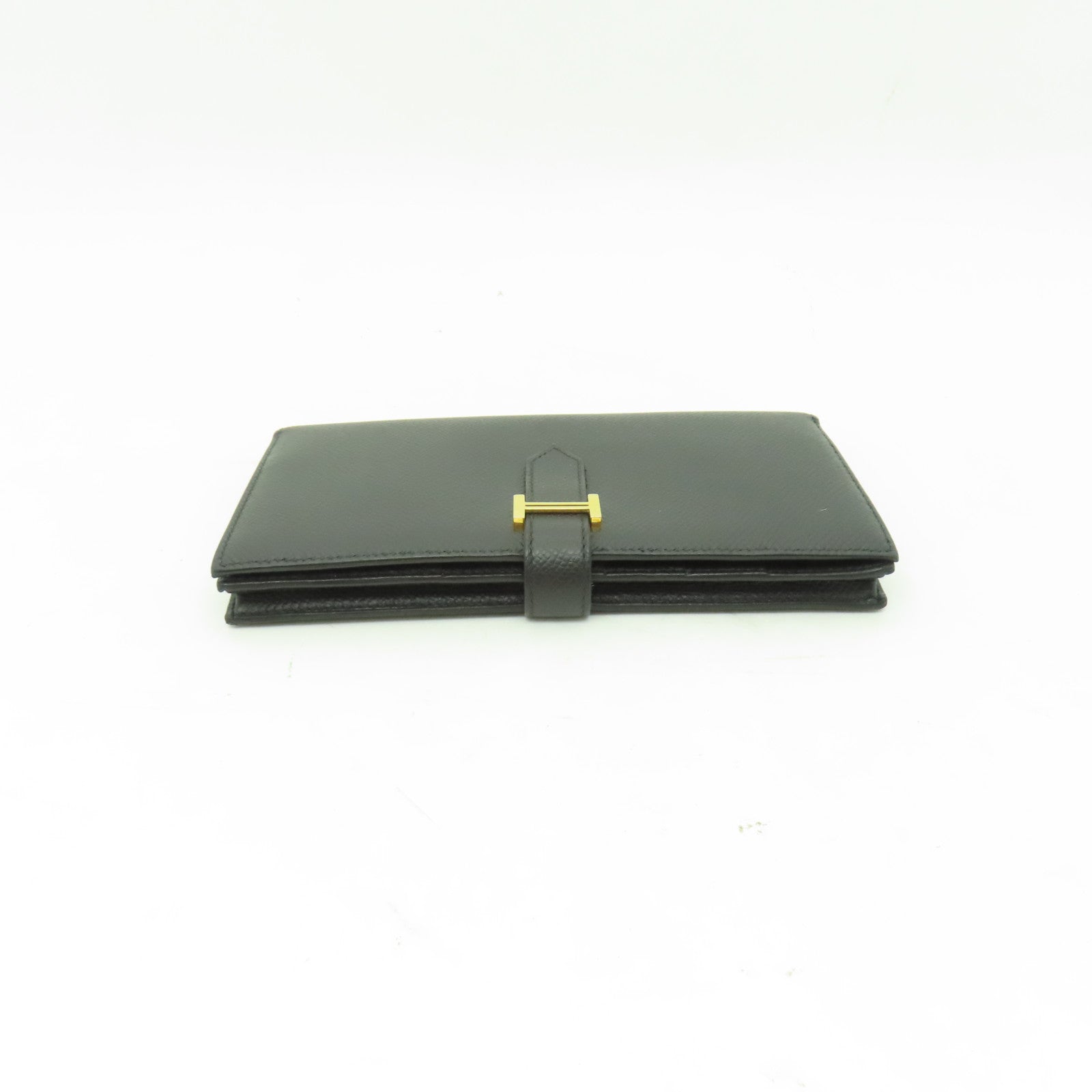 HERMES Epsom皮革Bearn Bi-fold金扣長錢包黑色