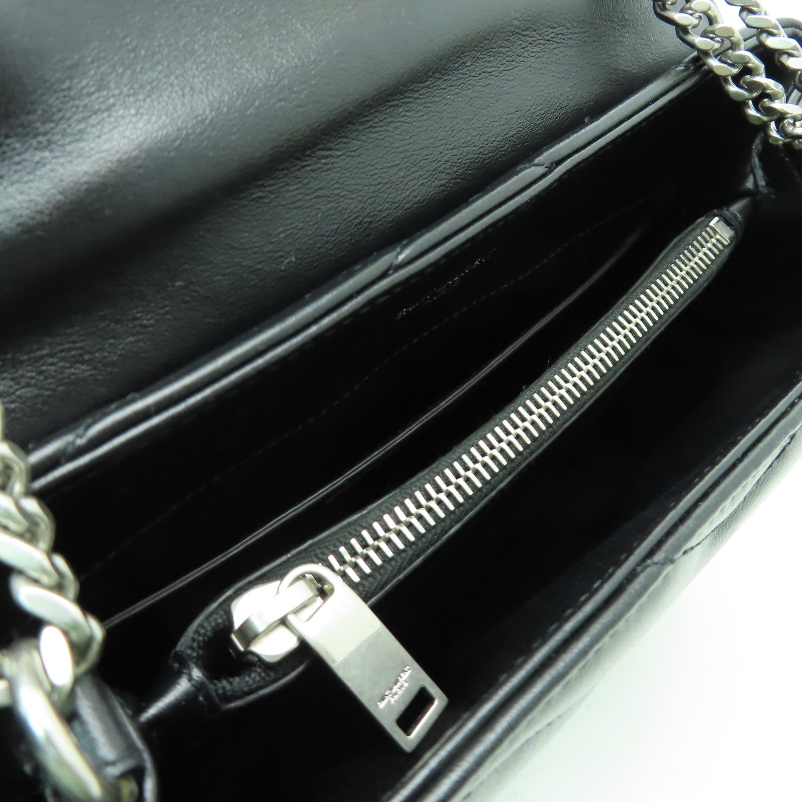 SAINT LAURENT 牛皮皮革Lou Lou Bag銀扣鏈帶肩背袋黒色