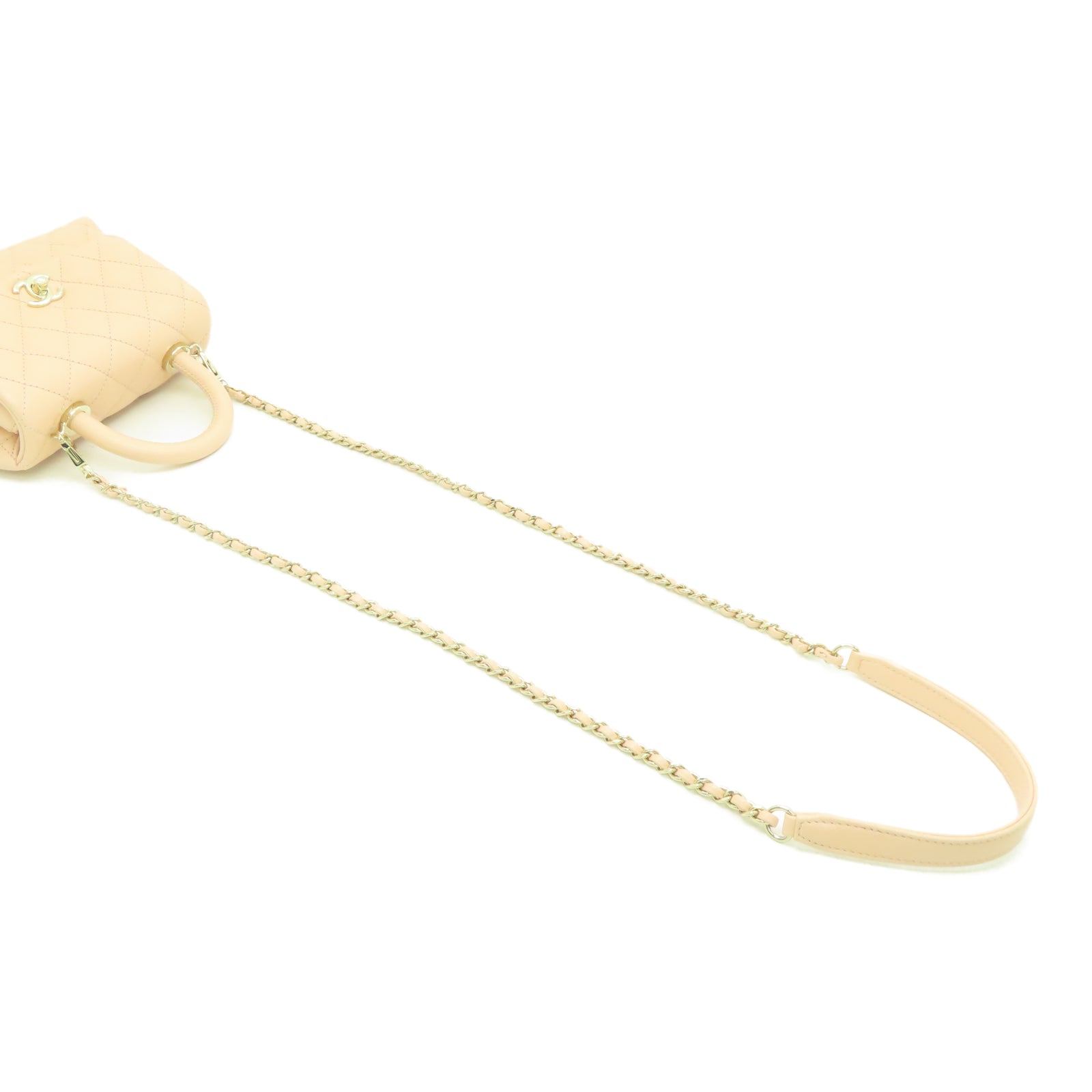 CHANEL 菱格牛皮皮革Chain Shoulder金扣链带肩背袋粉红色