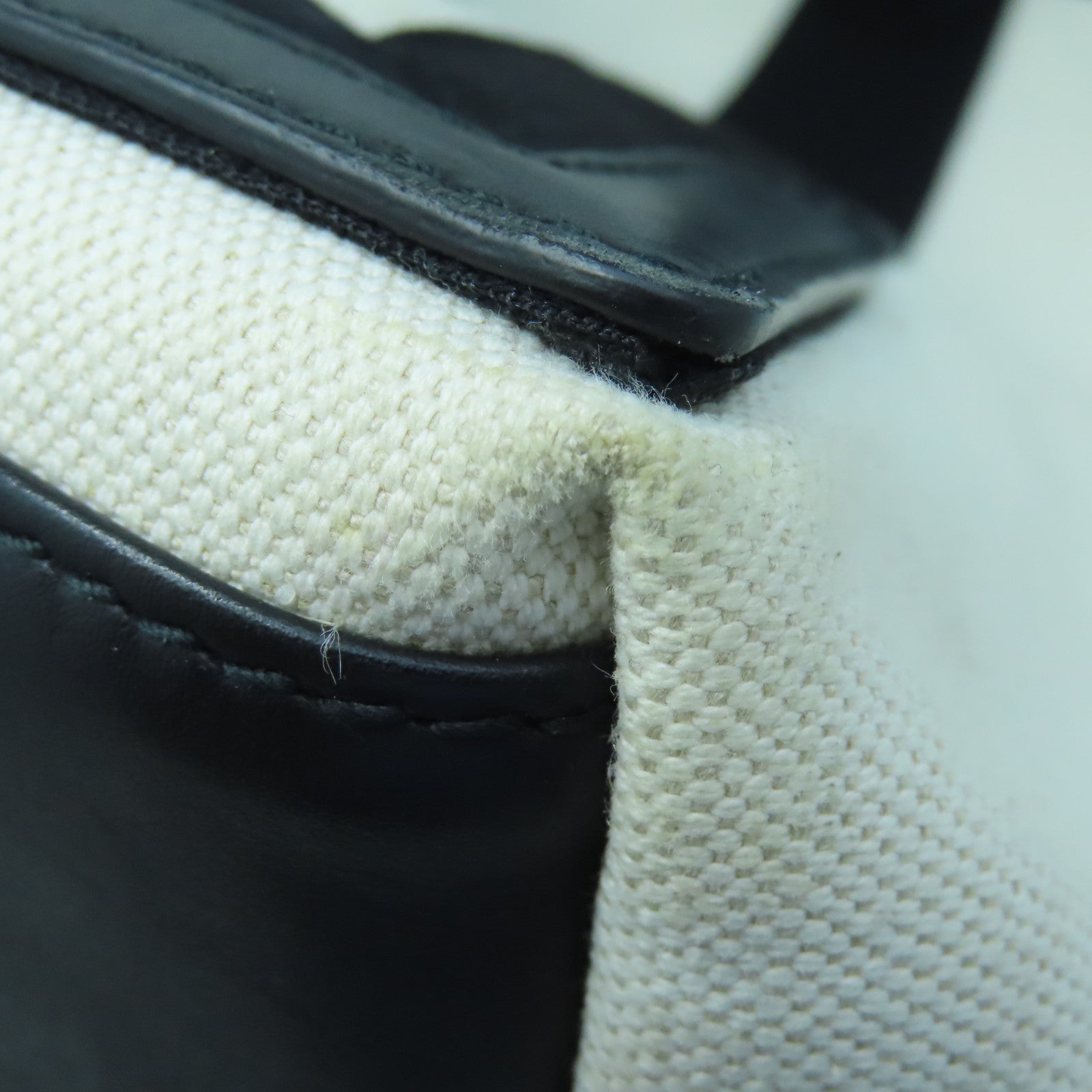 BALENCIAGA Canvas Shoulder Bag Silver Buckle Black/White