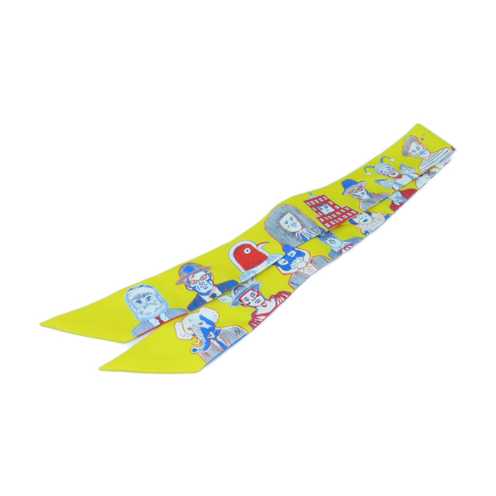 HERMES 絲質Twilly絲巾黃色/彩色