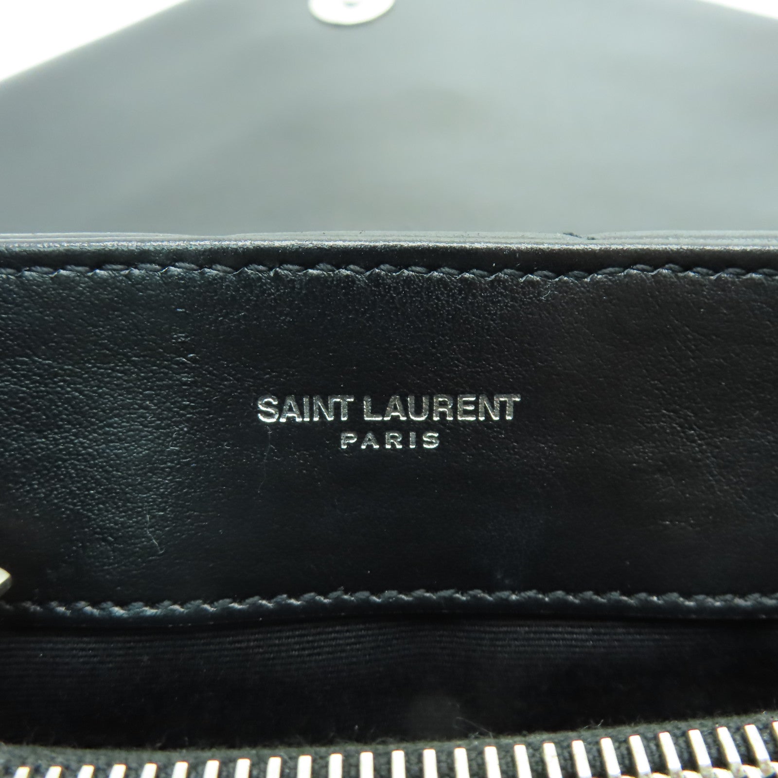SAINT LAURENT 牛皮皮革Lou Lou Bag銀扣鏈帶肩背袋黒色