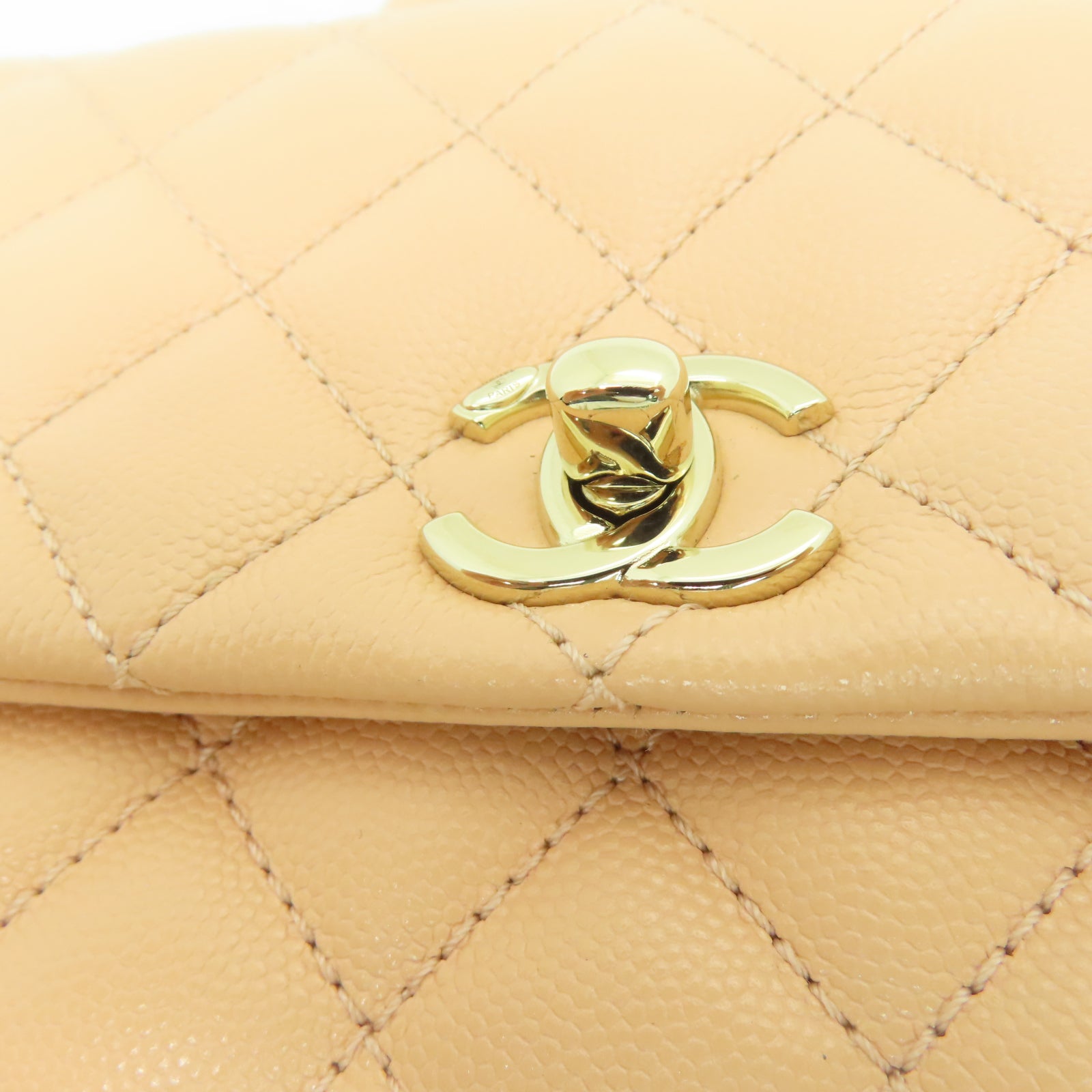CHANEL 菱格牛皮皮革Chain Shoulder金扣链带肩背袋粉红色