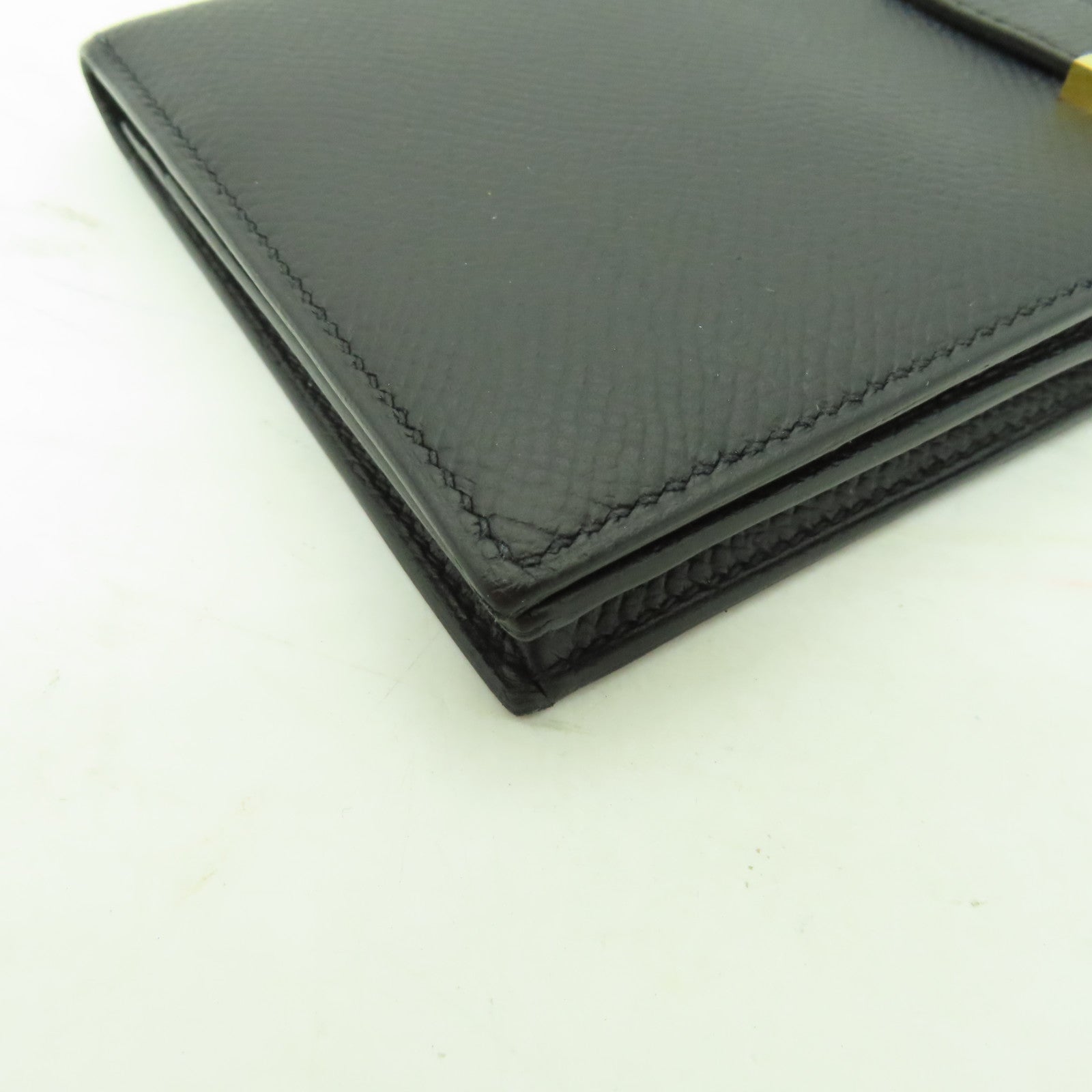 HERMES Epsom皮革Bearn Bi-fold金扣長錢包黑色