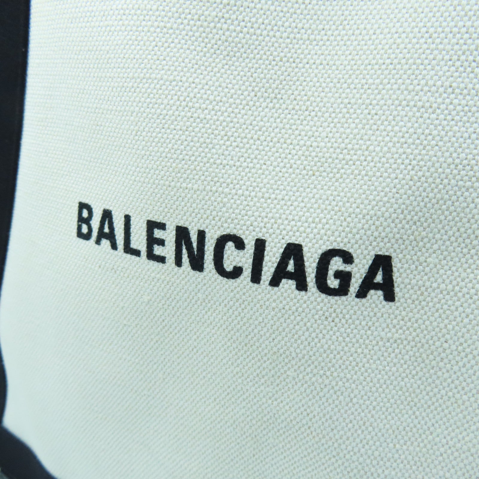 BALENCIAGA Canvas Shoulder Bag Silver Buckle Black/White
