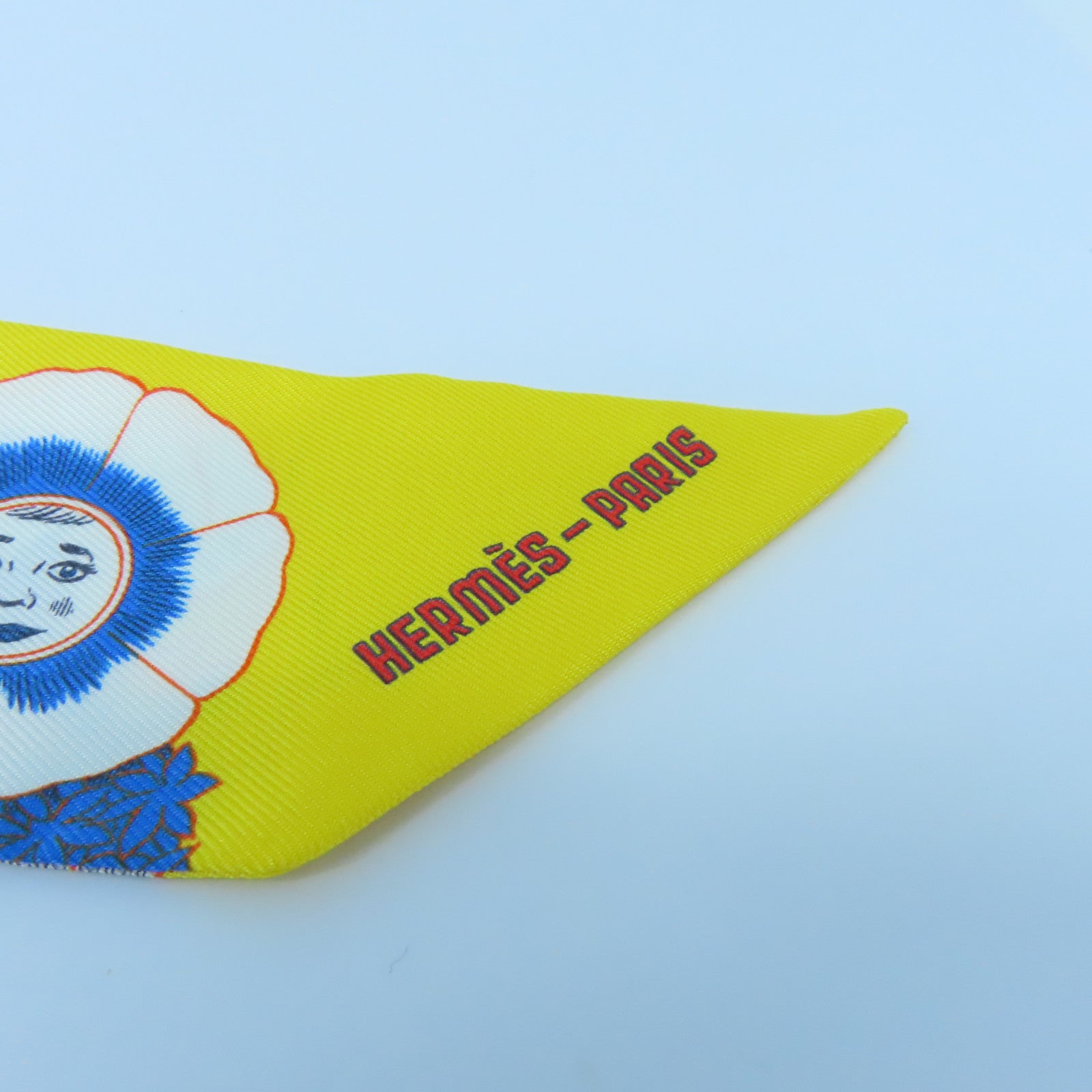HERMES 絲質Twilly絲巾黃色/彩色