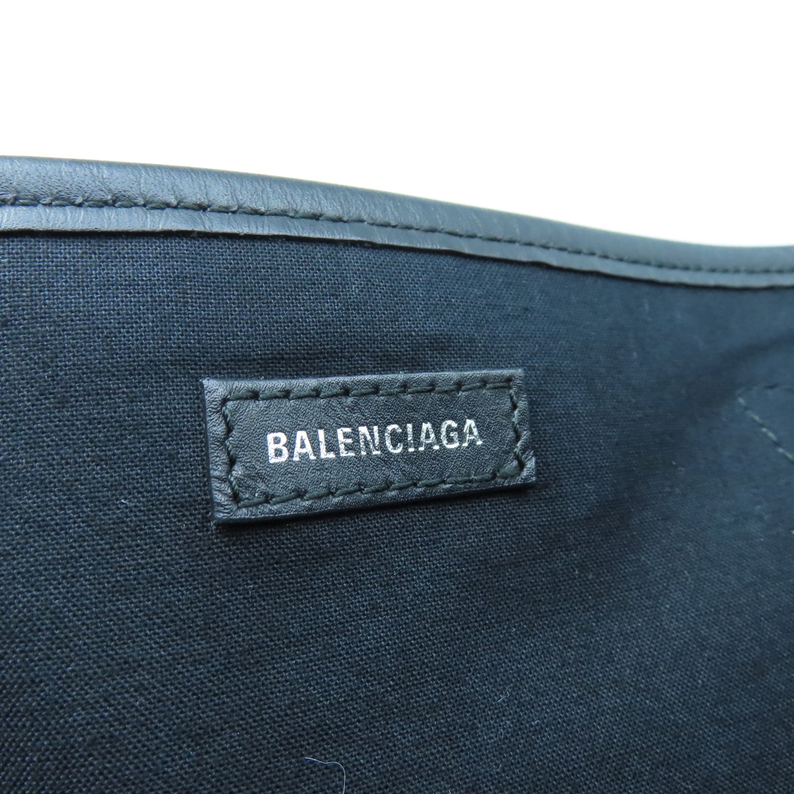 BALENCIAGA Canvas Shoulder Bag Silver Buckle Black/White